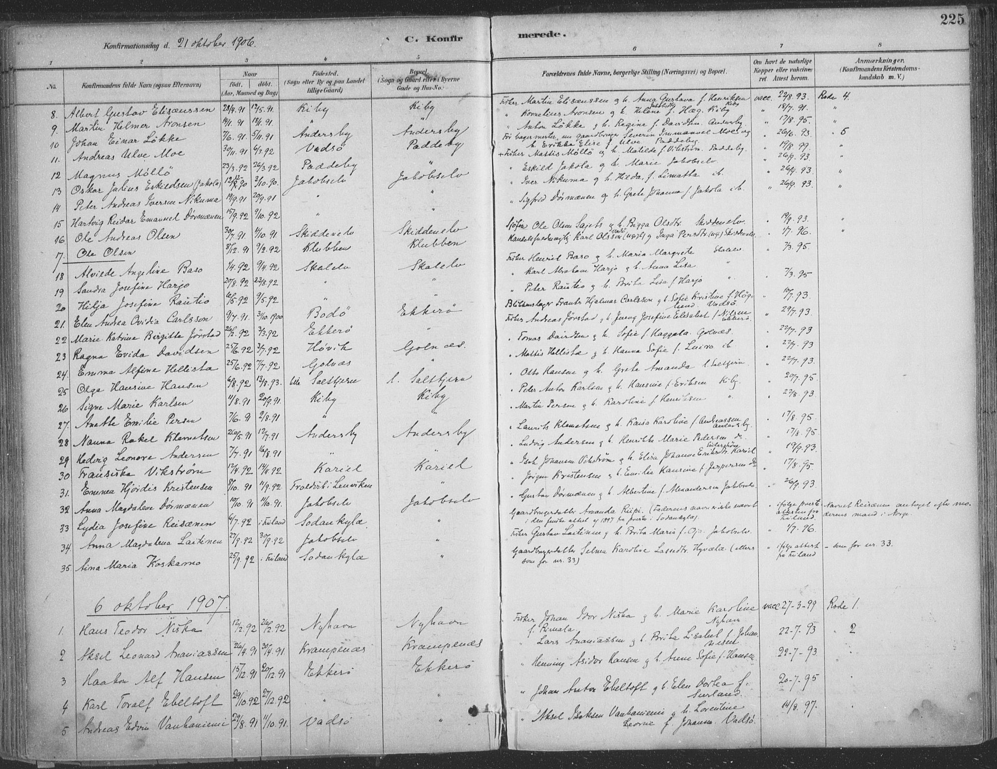 Vadsø sokneprestkontor, SATØ/S-1325/H/Ha/L0009kirke: Parish register (official) no. 9, 1881-1917, p. 225
