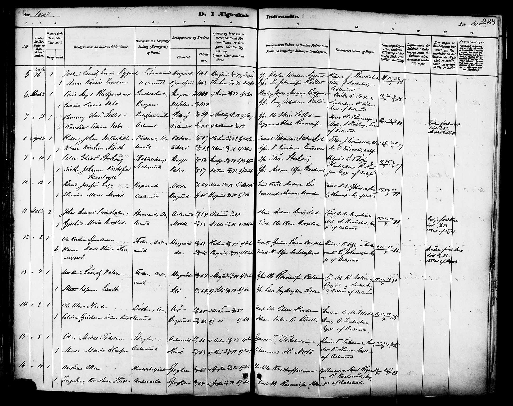 Ministerialprotokoller, klokkerbøker og fødselsregistre - Møre og Romsdal, SAT/A-1454/529/L0455: Parish register (official) no. 529A05, 1885-1893, p. 238