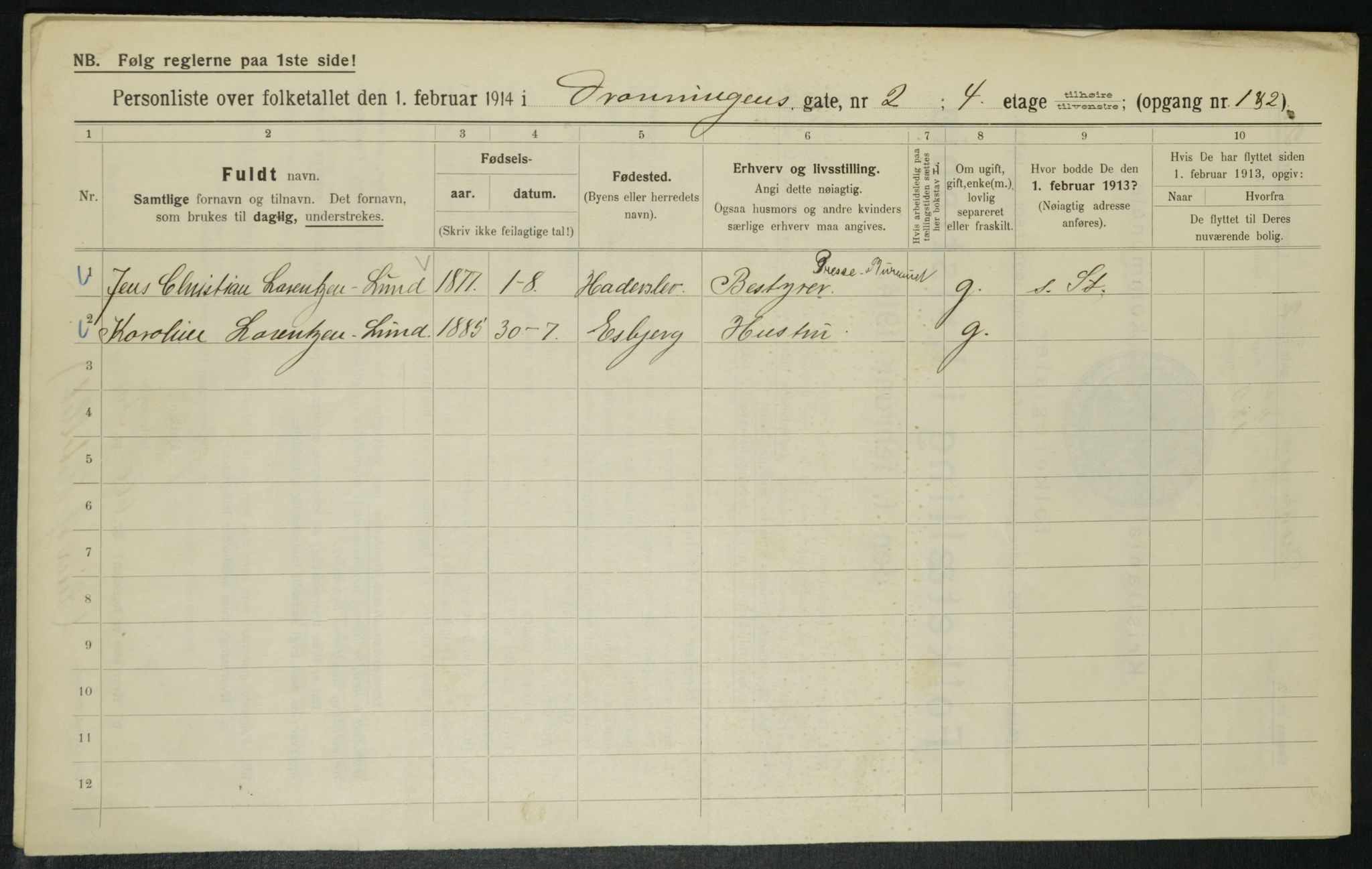 OBA, Municipal Census 1914 for Kristiania, 1914, p. 17395