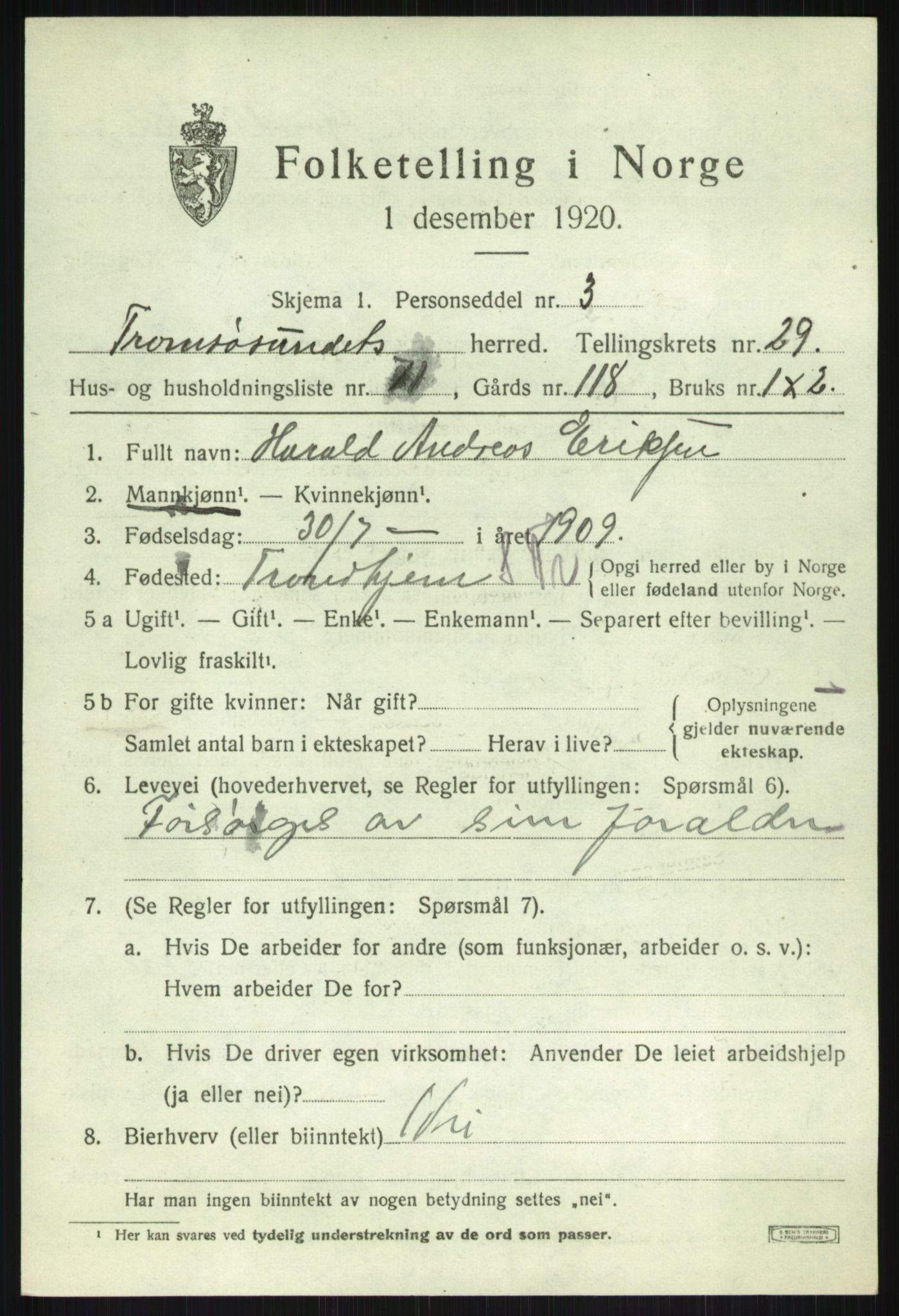 SATØ, 1920 census for Tromsøysund, 1920, p. 14246