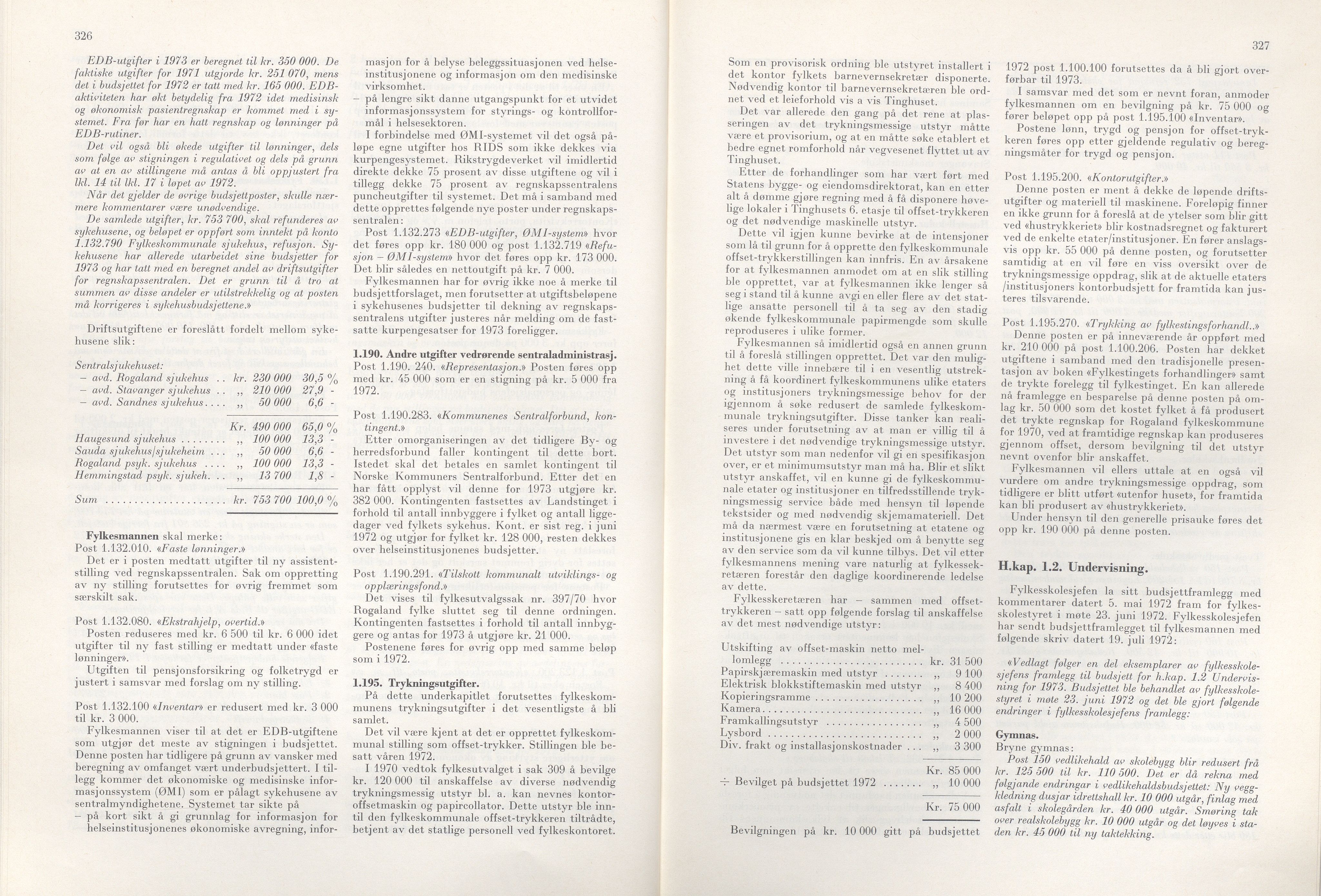 Rogaland fylkeskommune - Fylkesrådmannen , IKAR/A-900/A/Aa/Aaa/L0092: Møtebok , 1972, p. 326-327