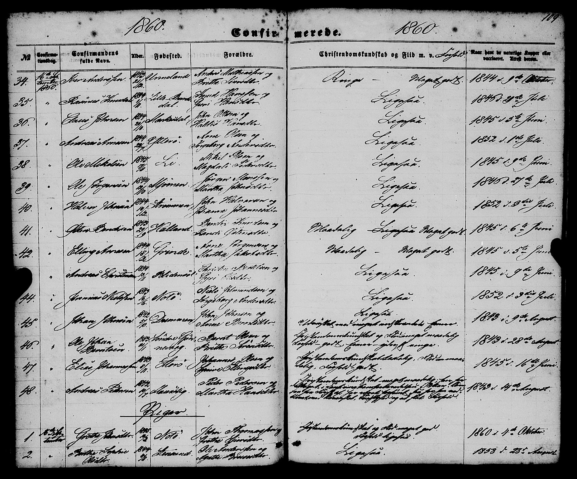 Gulen sokneprestembete, AV/SAB-A-80201/H/Haa/Haaa/L0022: Parish register (official) no. A 22, 1859-1869, p. 109