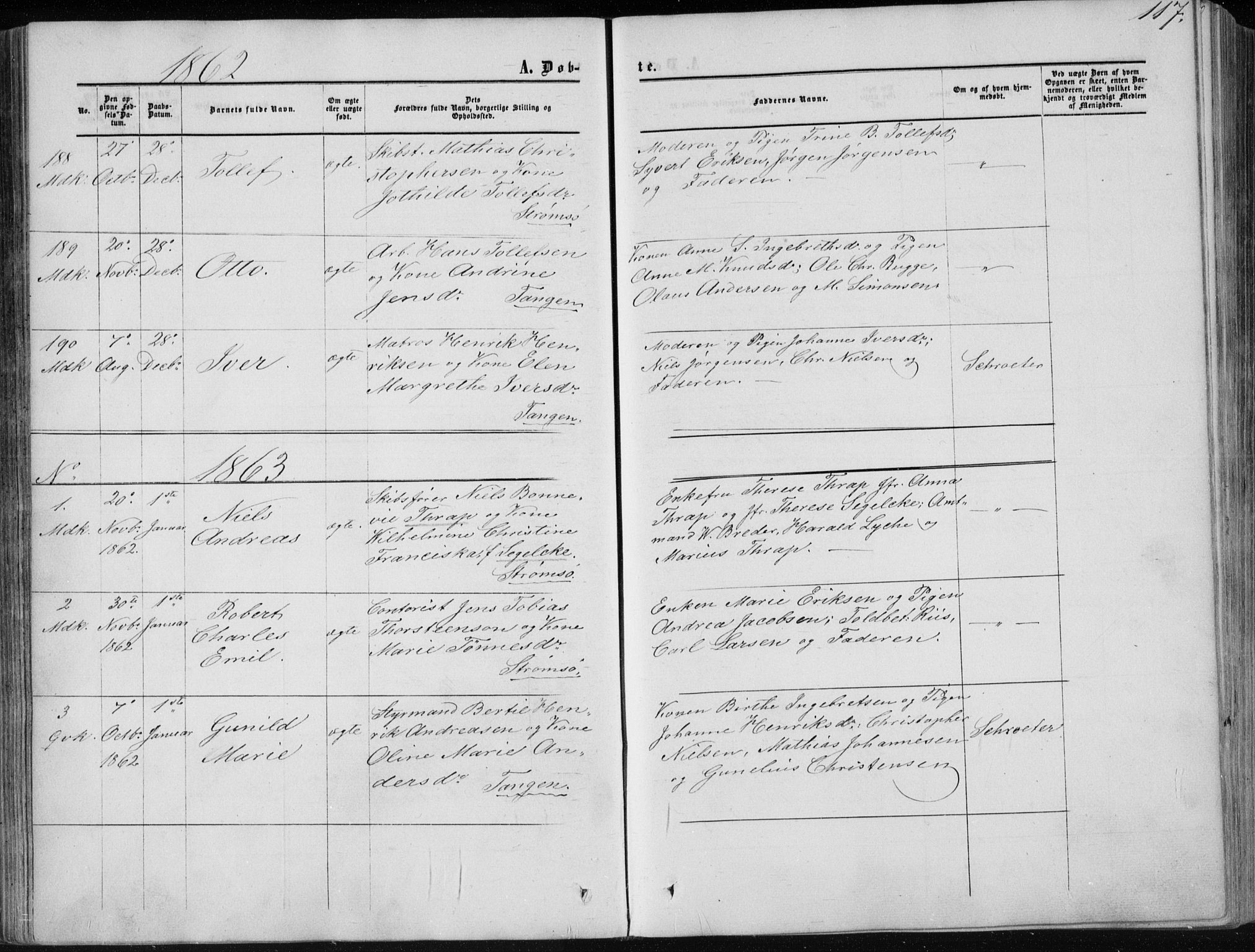 Strømsø kirkebøker, AV/SAKO-A-246/F/Fa/L0015: Parish register (official) no. I 15, 1859-1868, p. 117