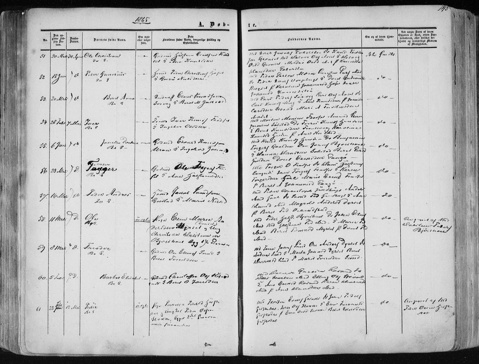 Ministerialprotokoller, klokkerbøker og fødselsregistre - Møre og Romsdal, AV/SAT-A-1454/568/L0804: Parish register (official) no. 568A11, 1854-1868, p. 145