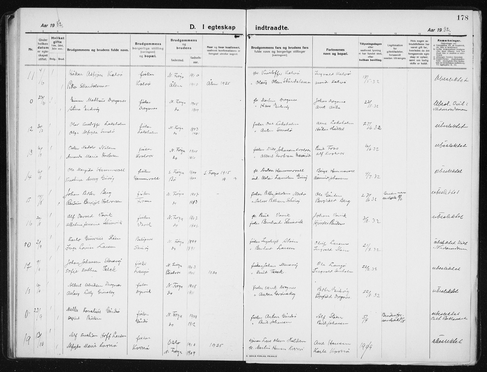 Ministerialprotokoller, klokkerbøker og fødselsregistre - Sør-Trøndelag, AV/SAT-A-1456/640/L0589: Parish register (copy) no. 640C06, 1922-1934, p. 178