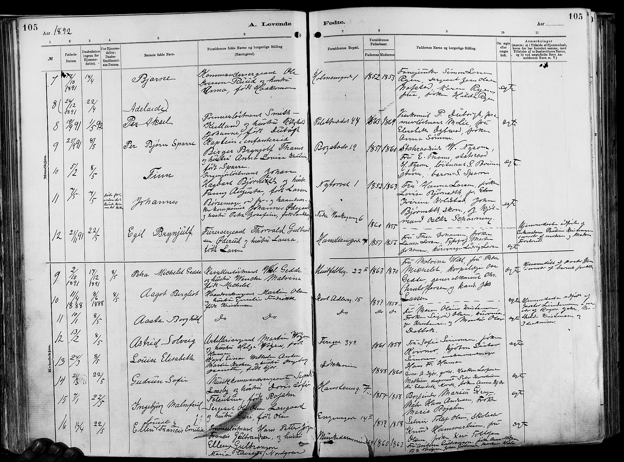 Garnisonsmenigheten Kirkebøker, AV/SAO-A-10846/F/Fa/L0012: Parish register (official) no. 12, 1880-1893, p. 105