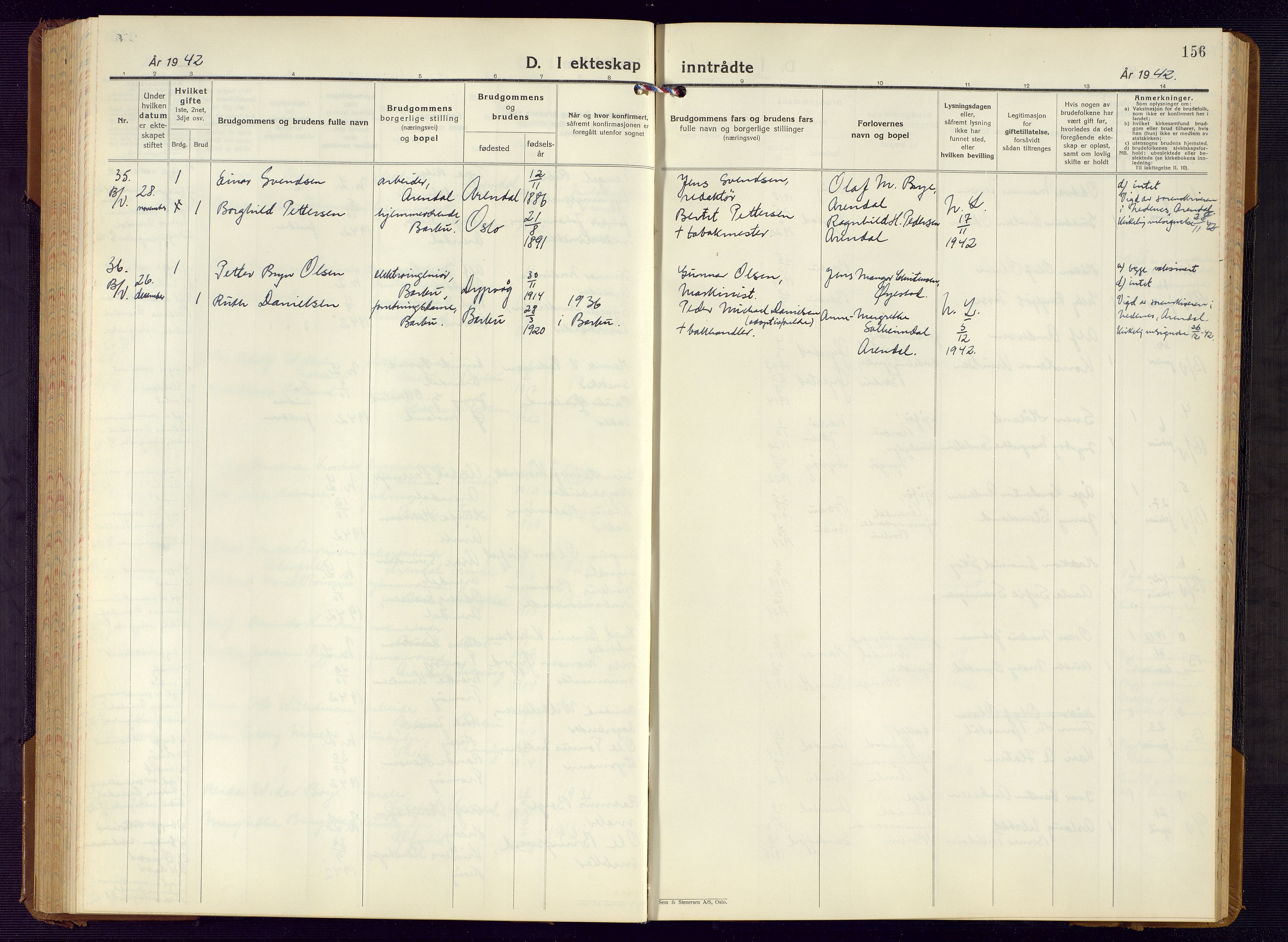 Barbu sokneprestkontor, AV/SAK-1111-0003/F/Fb/L0006: Parish register (copy) no. B 6, 1937-1947, p. 156