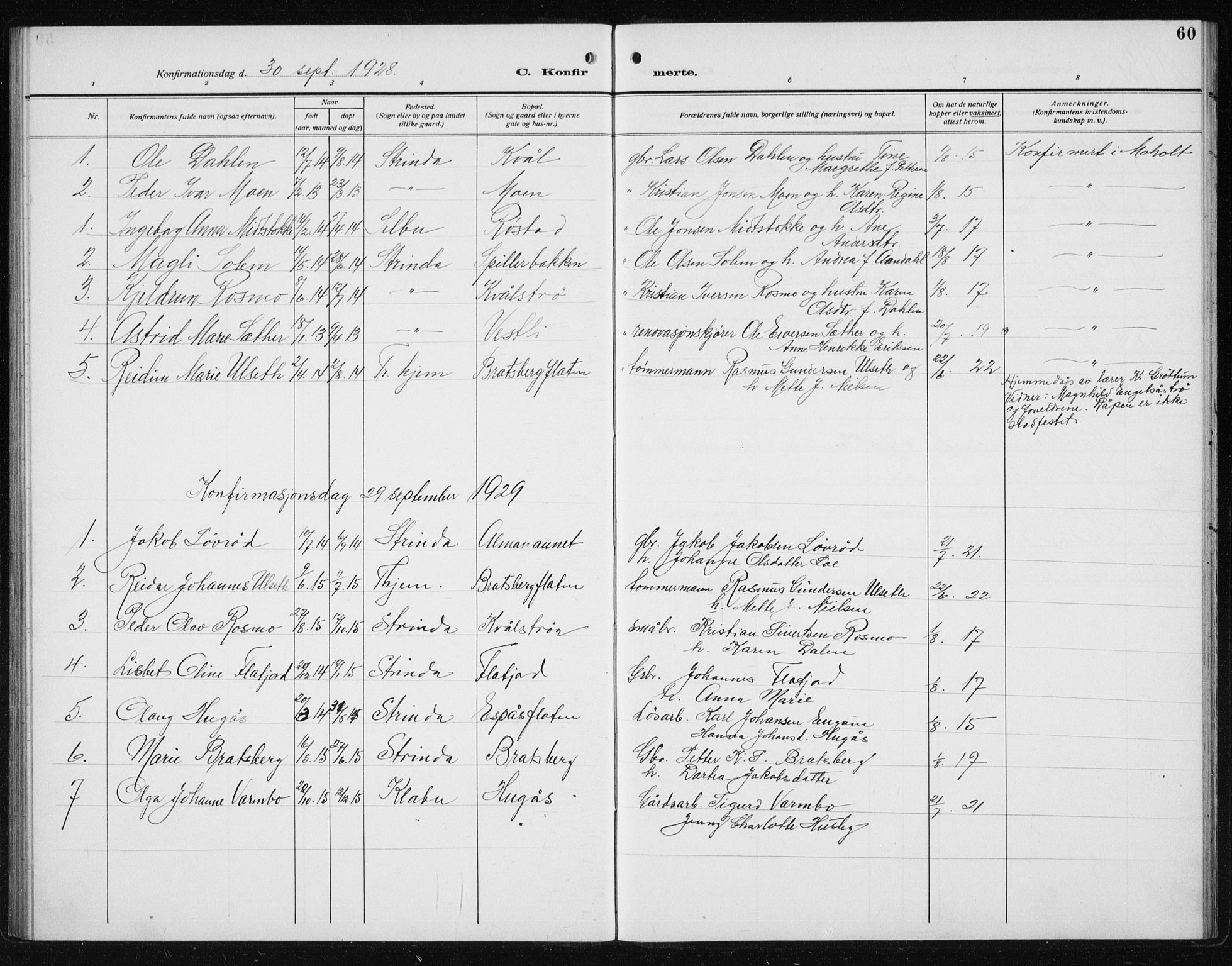 Ministerialprotokoller, klokkerbøker og fødselsregistre - Sør-Trøndelag, SAT/A-1456/608/L0342: Parish register (copy) no. 608C08, 1912-1938, p. 60