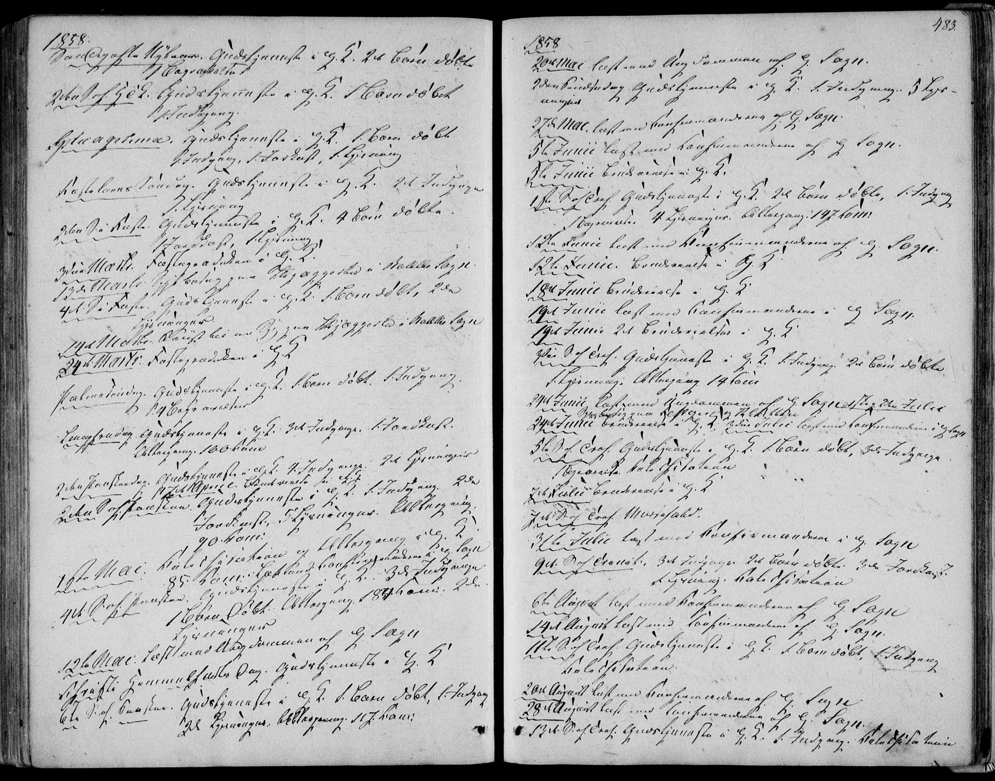 Bakke sokneprestkontor, SAK/1111-0002/F/Fa/Fab/L0002: Parish register (official) no. A 2, 1855-1884, p. 483