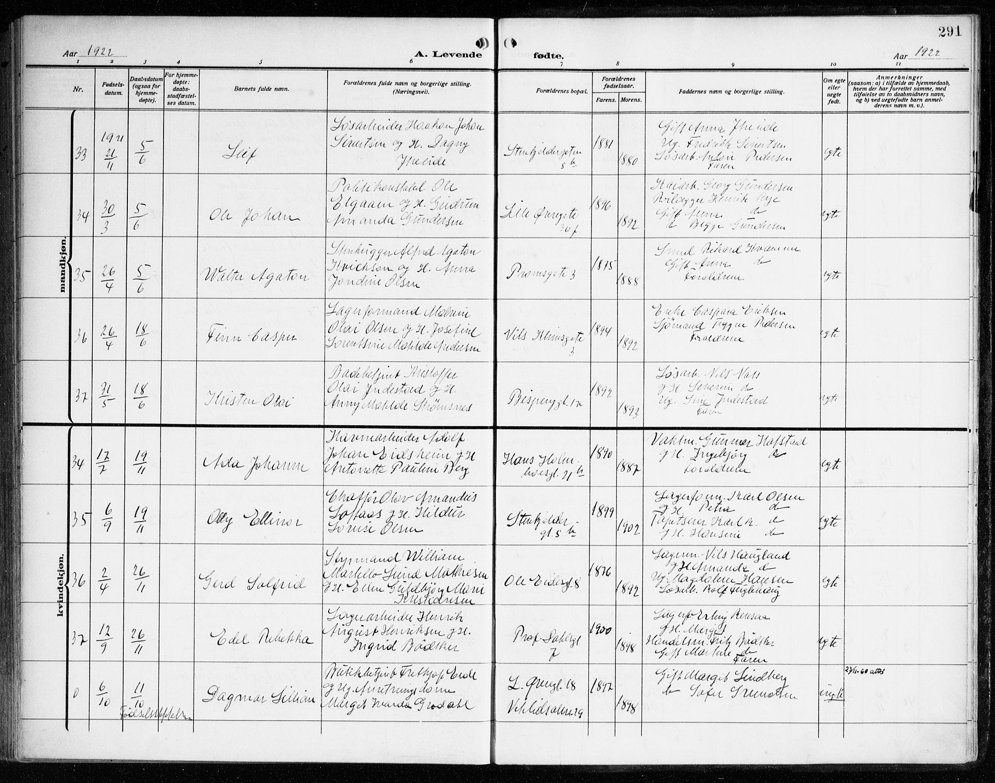 Korskirken sokneprestembete, AV/SAB-A-76101/H/Haa: Parish register (official) no. B 10, 1909-1923, p. 291