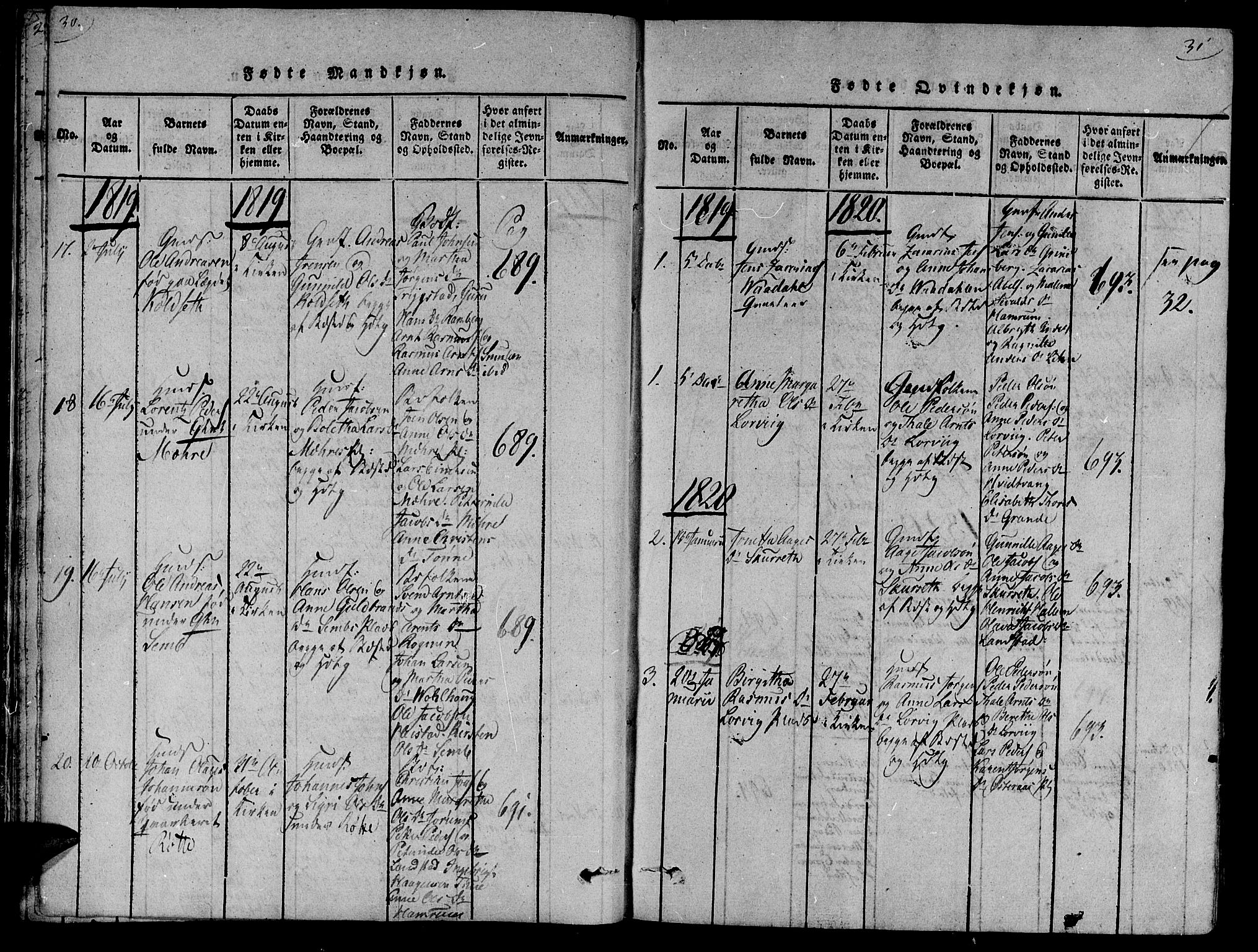 Ministerialprotokoller, klokkerbøker og fødselsregistre - Nord-Trøndelag, SAT/A-1458/735/L0333: Parish register (official) no. 735A04 /1, 1816-1824, p. 30-31