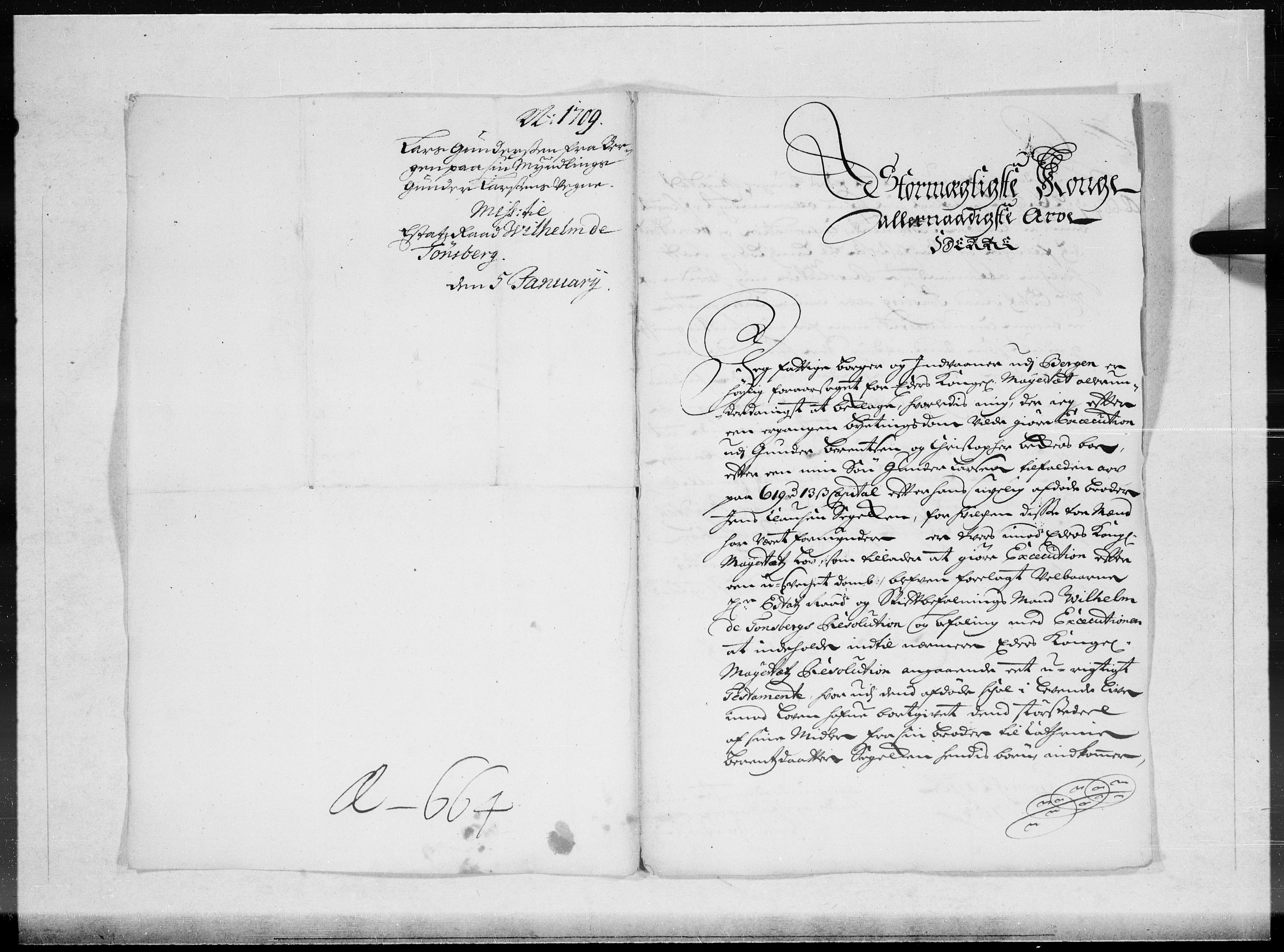 Danske Kanselli 1572-1799, AV/RA-EA-3023/F/Fc/Fcc/Fcca/L0067: Norske innlegg 1572-1799, 1709, p. 4