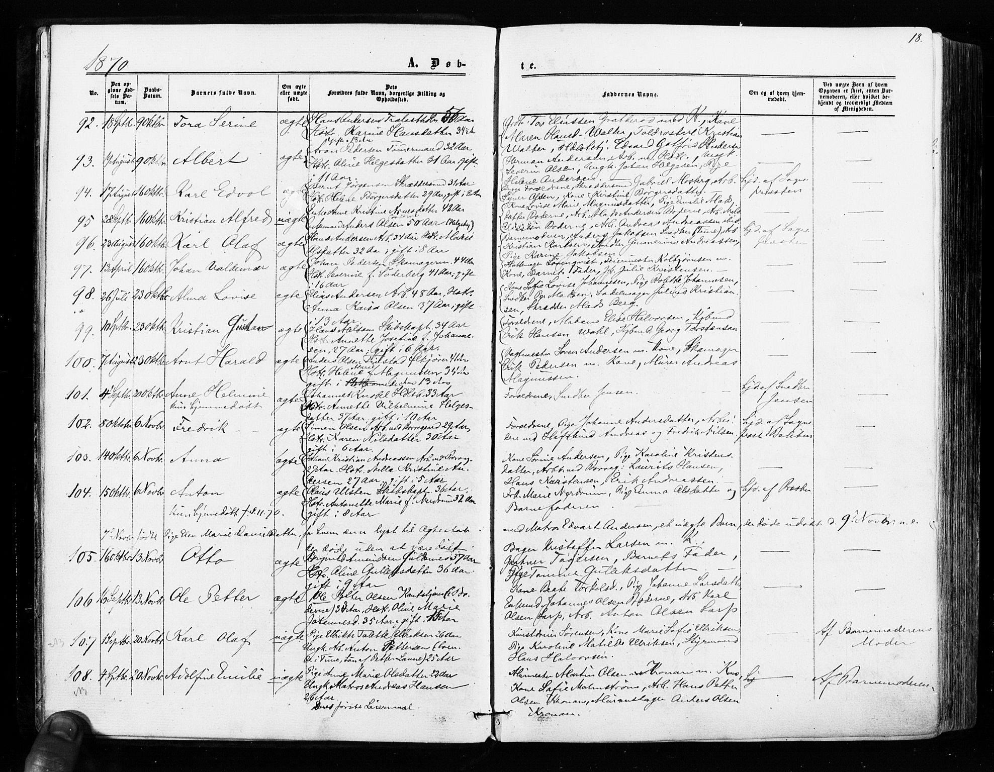 Sarpsborg prestekontor Kirkebøker, SAO/A-2006/F/Fa/L0002: Parish register (official) no. 2, 1869-1877, p. 18
