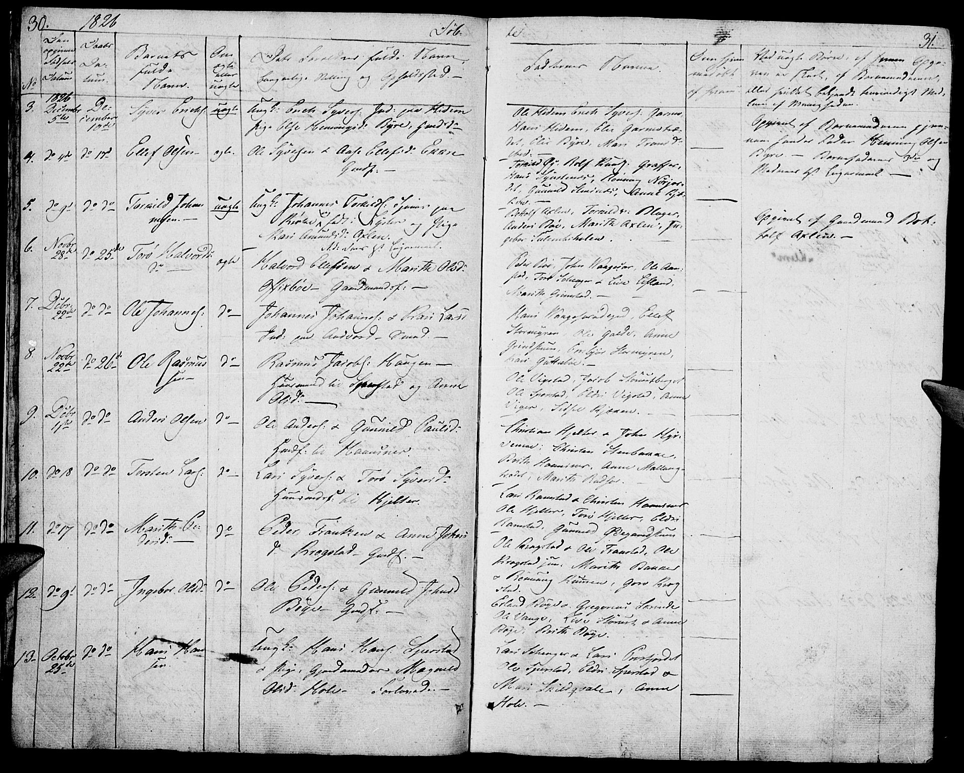 Lom prestekontor, SAH/PREST-070/K/L0005: Parish register (official) no. 5, 1825-1837, p. 30-31