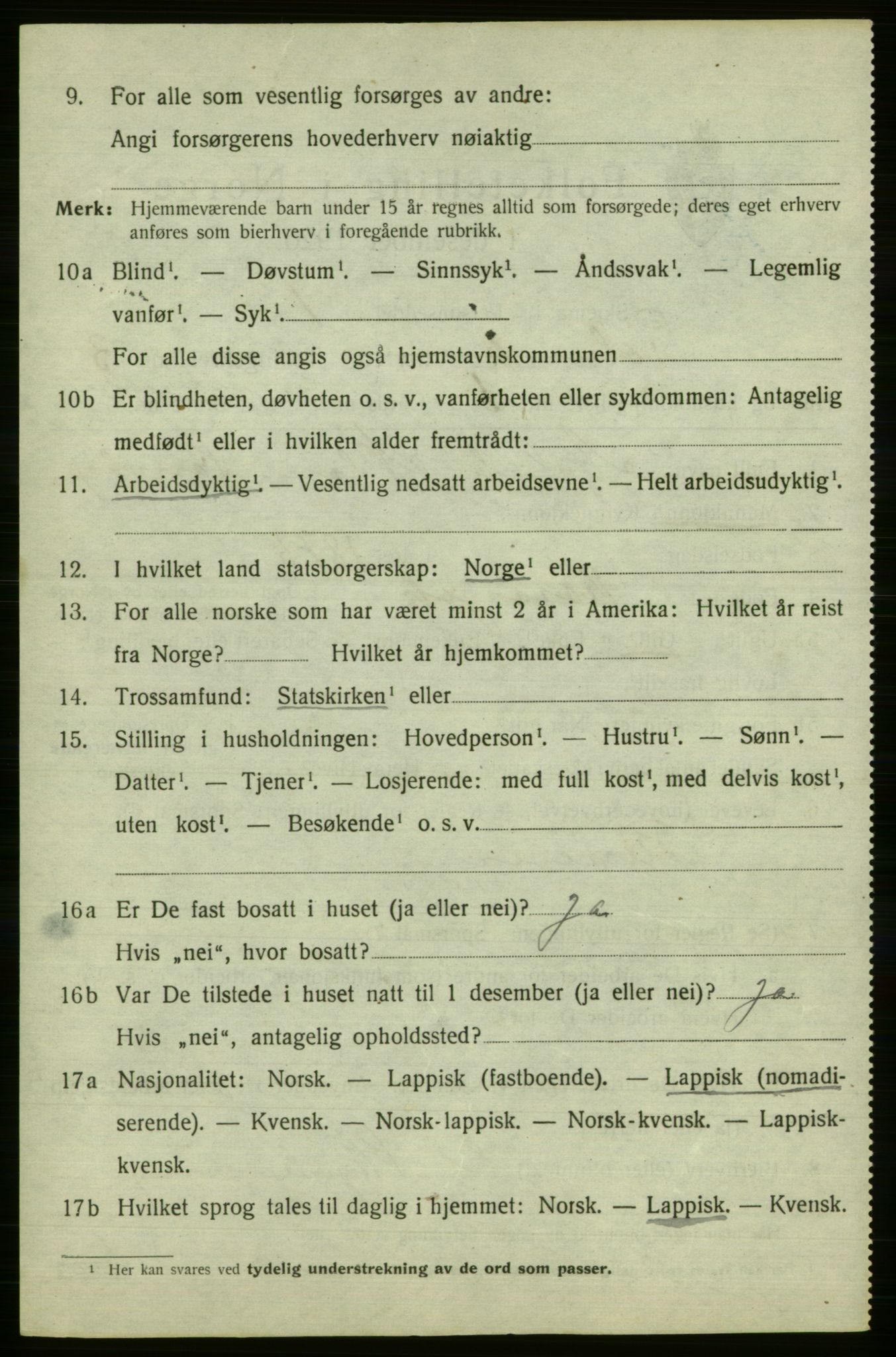 SATØ, 1920 census for Polmak, 1920, p. 1324