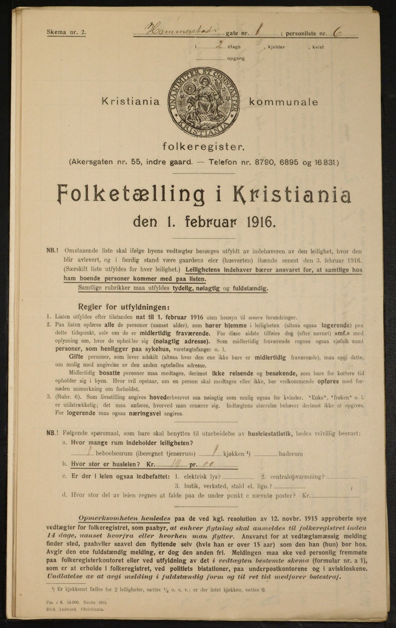 OBA, Municipal Census 1916 for Kristiania, 1916, p. 35129