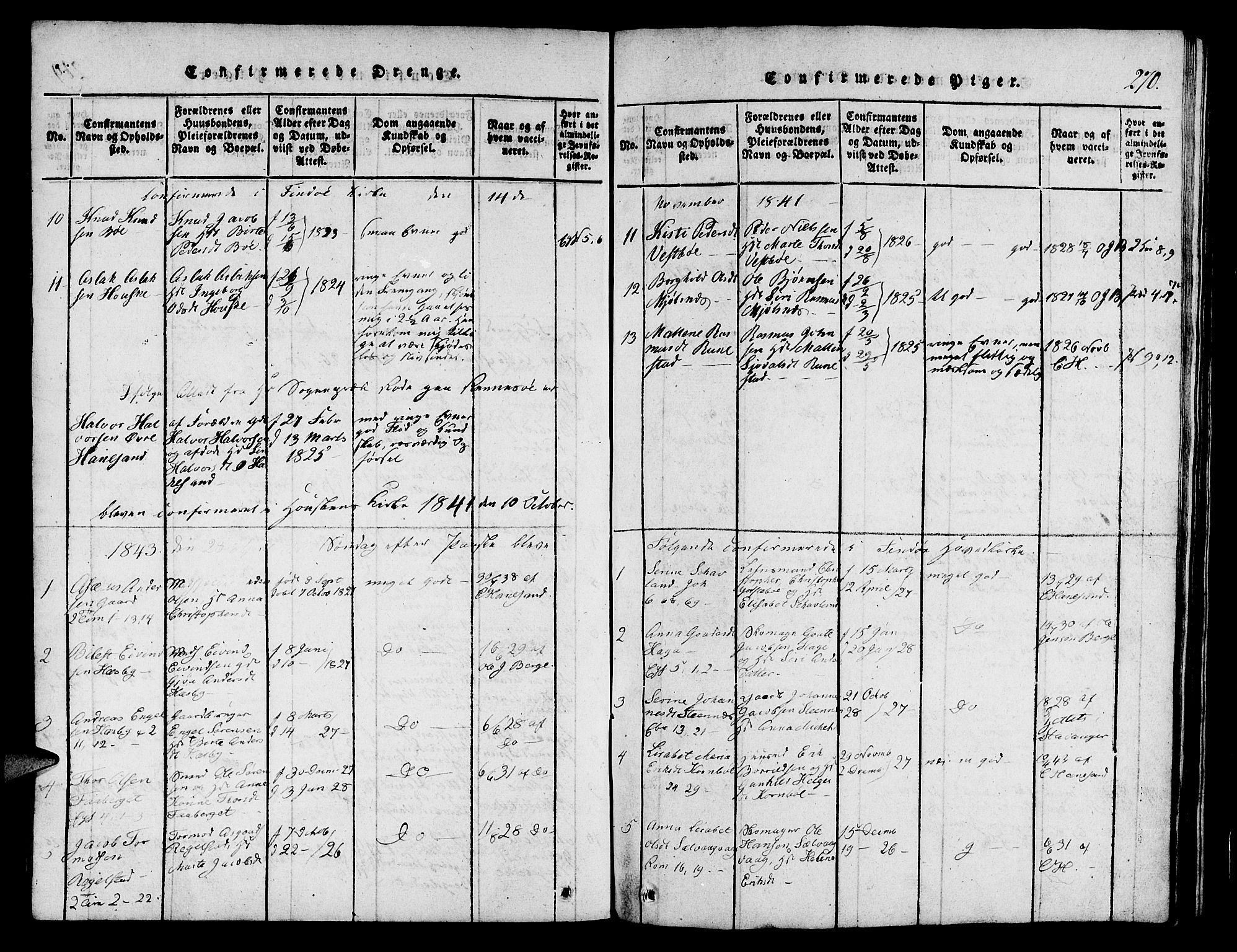 Finnøy sokneprestkontor, SAST/A-101825/H/Ha/Hab/L0001: Parish register (copy) no. B 1, 1816-1856, p. 270