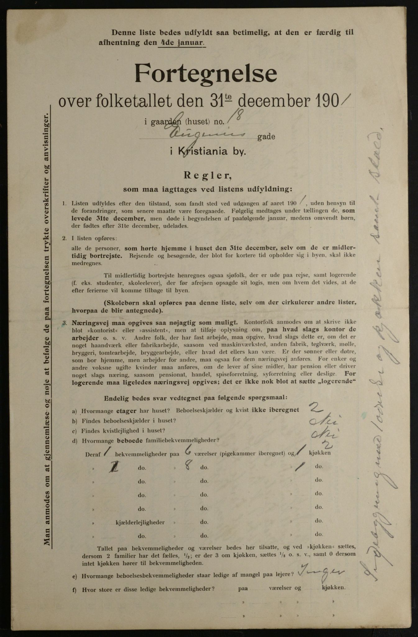 OBA, Municipal Census 1901 for Kristiania, 1901, p. 3683