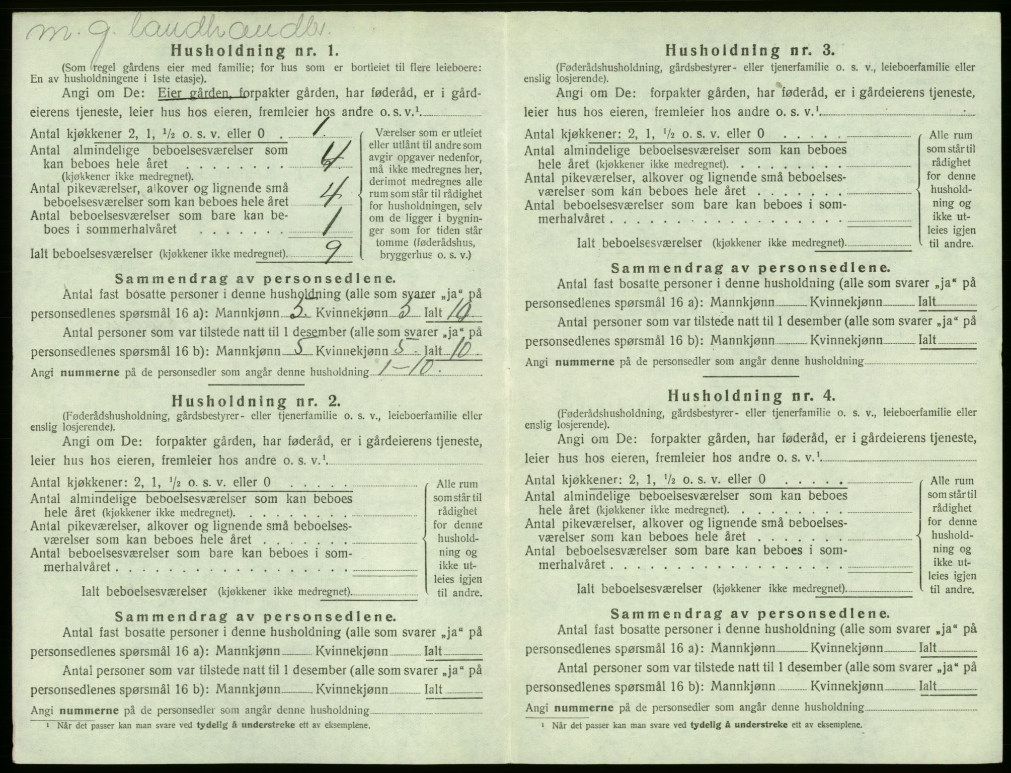 SAB, 1920 census for Sund, 1920, p. 499