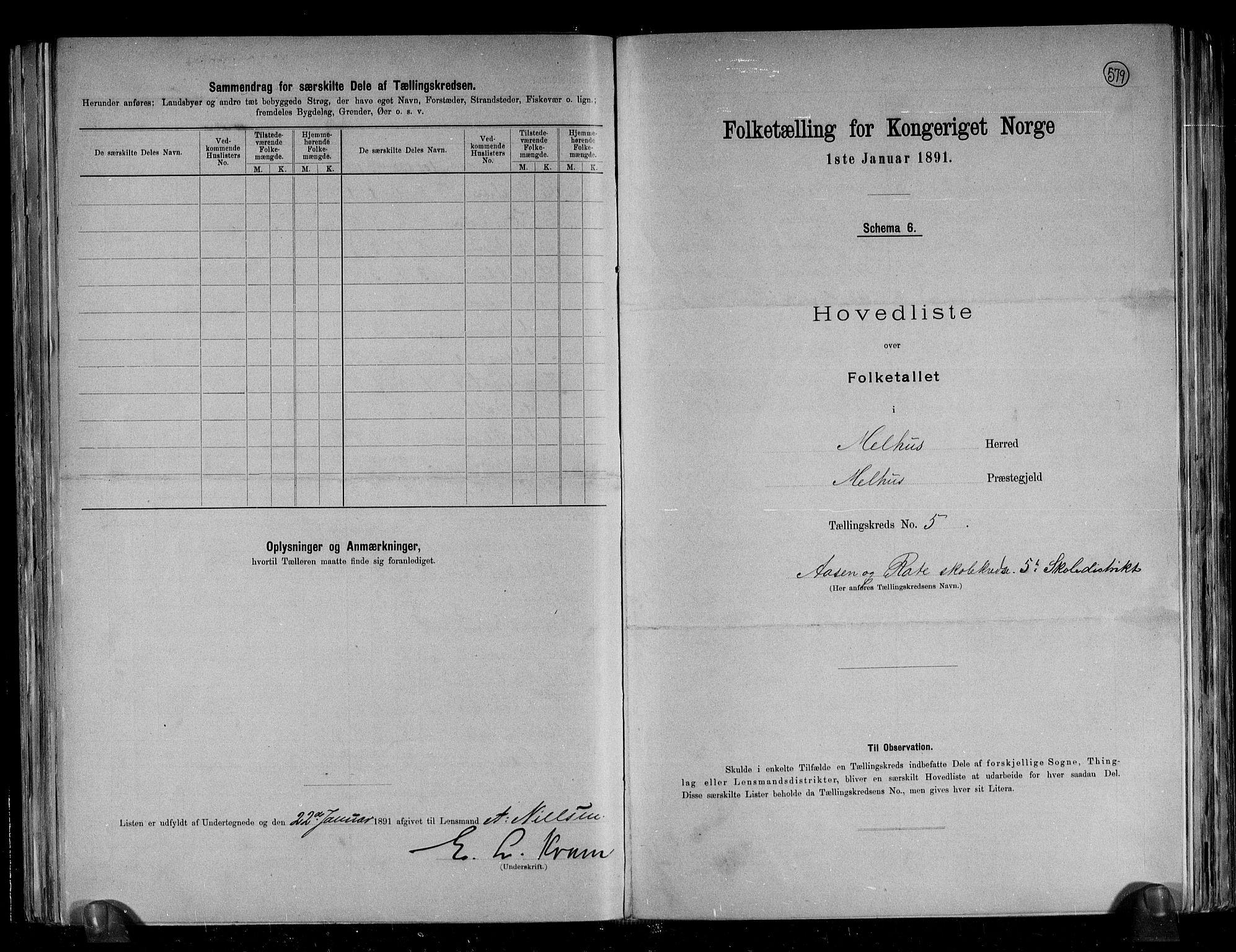 RA, 1891 census for 1653 Melhus, 1891, p. 15