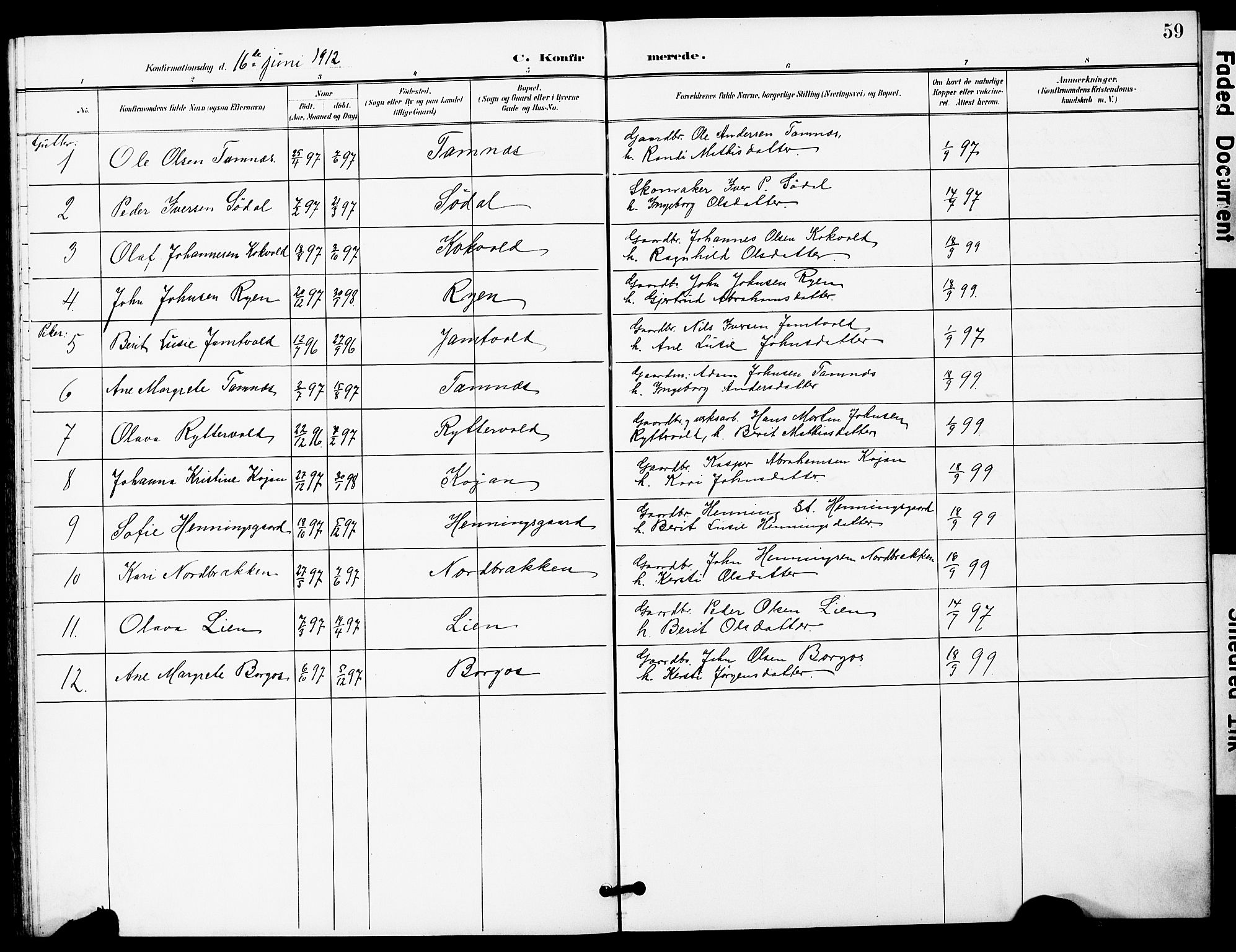 Ministerialprotokoller, klokkerbøker og fødselsregistre - Sør-Trøndelag, AV/SAT-A-1456/683/L0950: Parish register (copy) no. 683C02, 1897-1918, p. 59