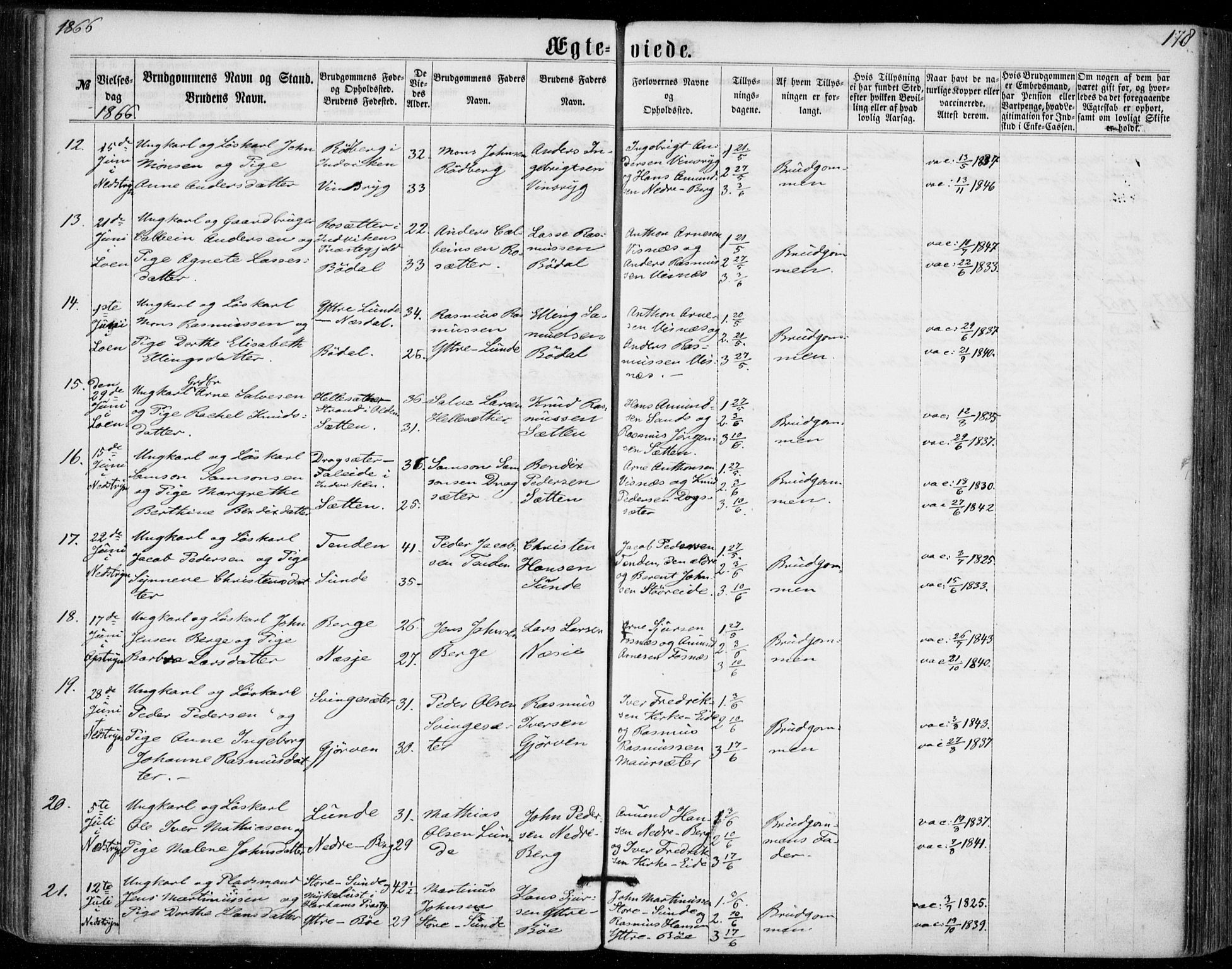 Stryn Sokneprestembete, SAB/A-82501: Parish register (official) no. A 3, 1862-1877, p. 178