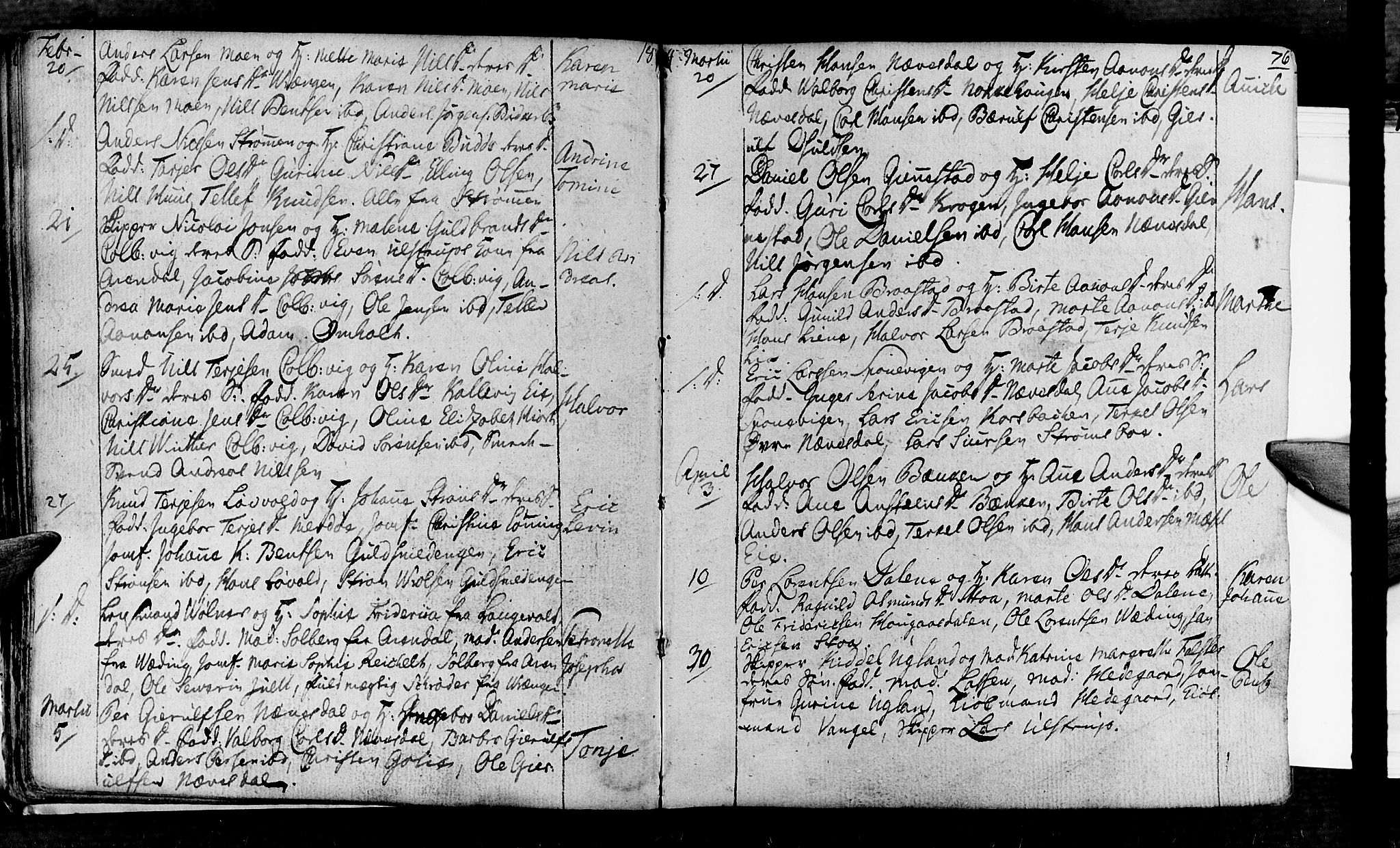 Øyestad sokneprestkontor, AV/SAK-1111-0049/F/Fa/L0011: Parish register (official) no. A 11, 1805-1824, p. 76