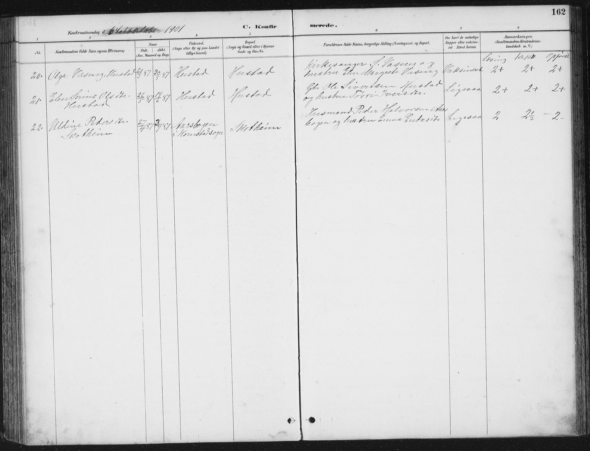 Ministerialprotokoller, klokkerbøker og fødselsregistre - Møre og Romsdal, SAT/A-1454/567/L0783: Parish register (copy) no. 567C03, 1887-1903, p. 162