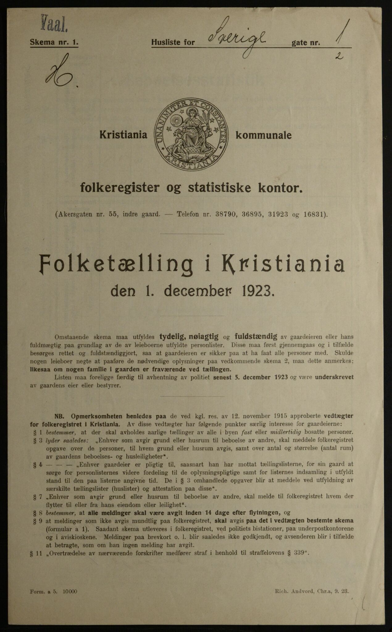 OBA, Municipal Census 1923 for Kristiania, 1923, p. 117177