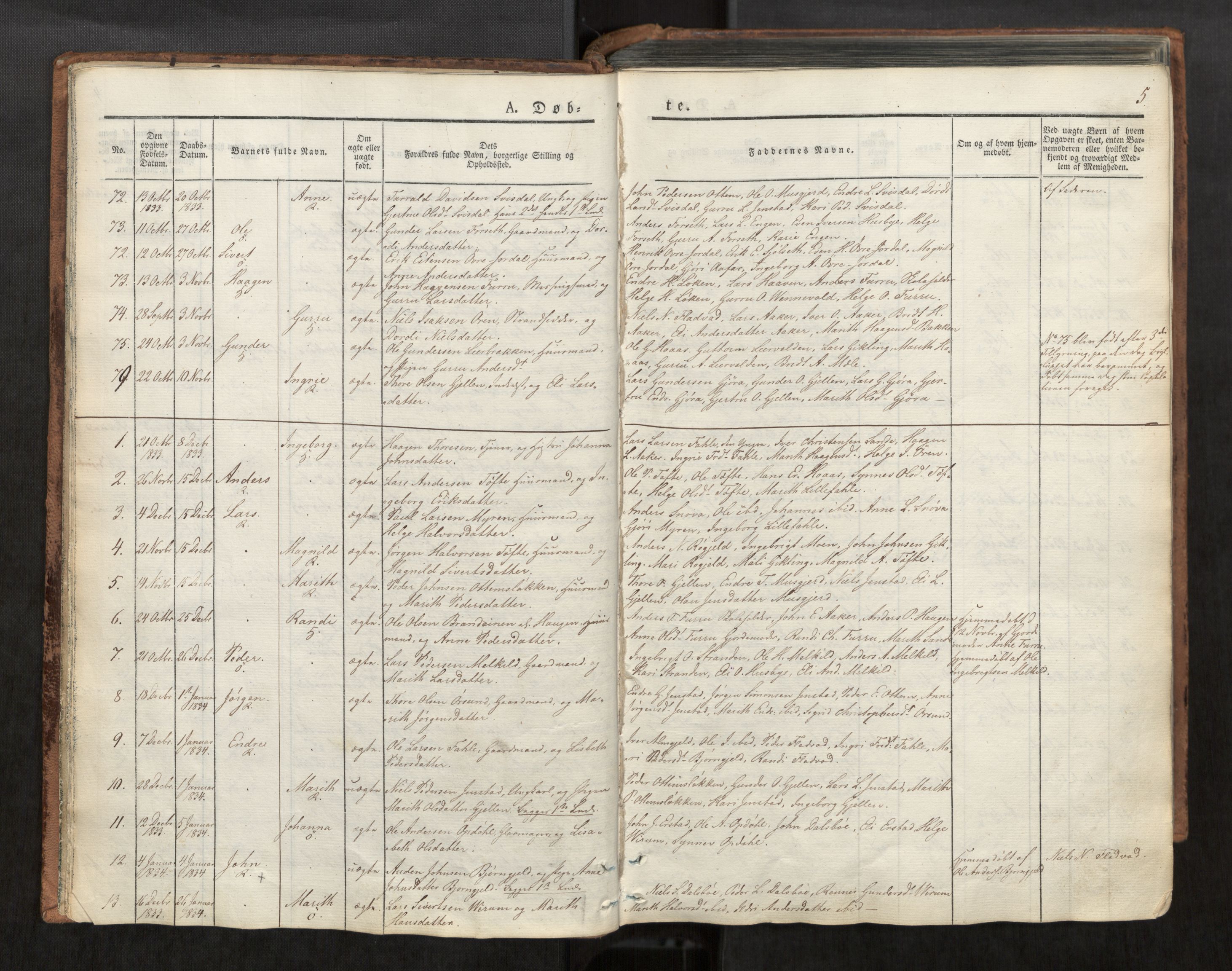 Ministerialprotokoller, klokkerbøker og fødselsregistre - Møre og Romsdal, SAT/A-1454/590/L1012: Parish register (official) no. 590A04, 1832-1846, p. 5
