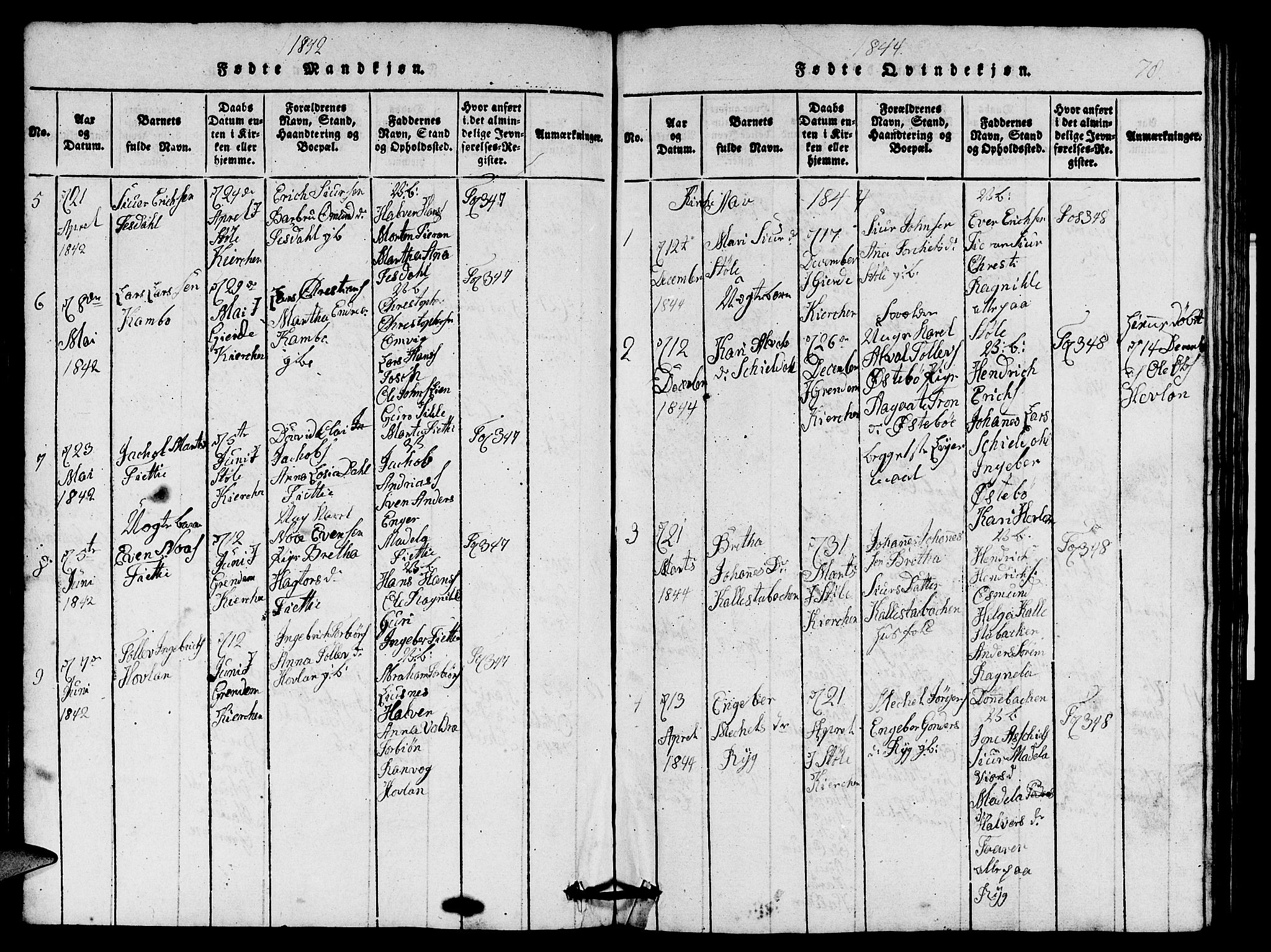 Etne sokneprestembete, SAB/A-75001/H/Hab: Parish register (copy) no. A 1, 1815-1849, p. 78