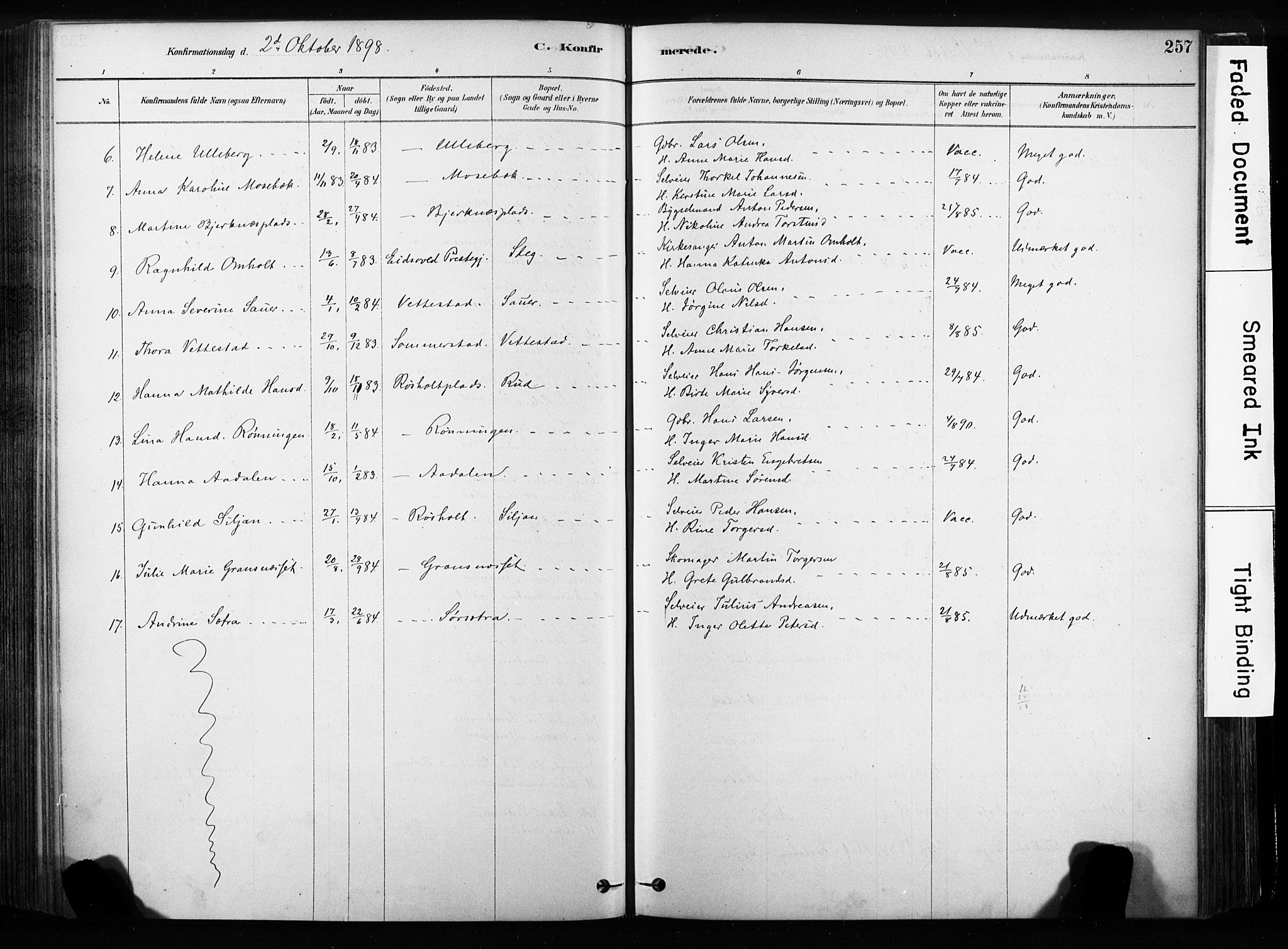 Sandsvær kirkebøker, SAKO/A-244/F/Fb/L0001: Parish register (official) no. II 1, 1878-1906, p. 257