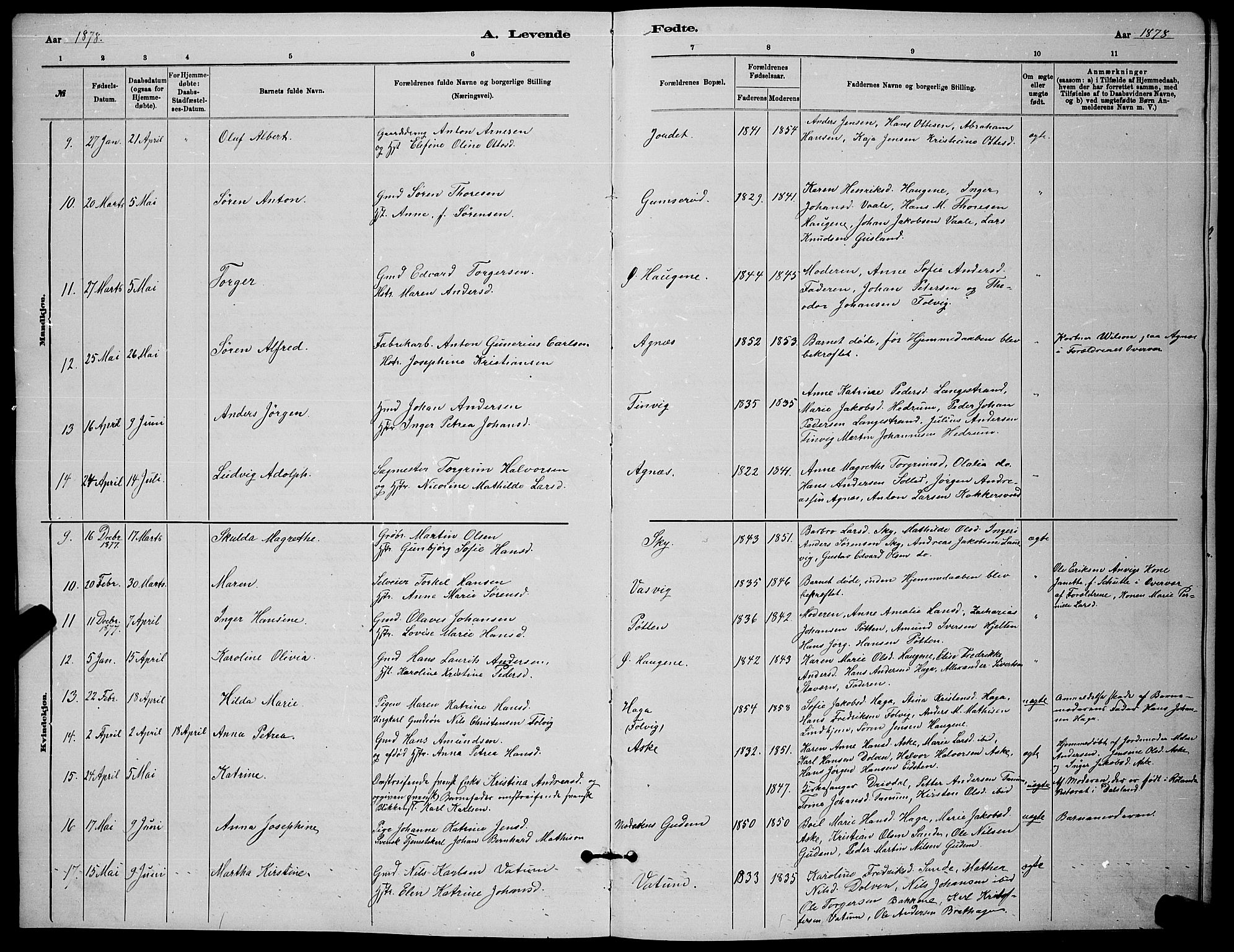 Brunlanes kirkebøker, AV/SAKO-A-342/G/Ga/L0003: Parish register (copy) no. I 3, 1877-1898