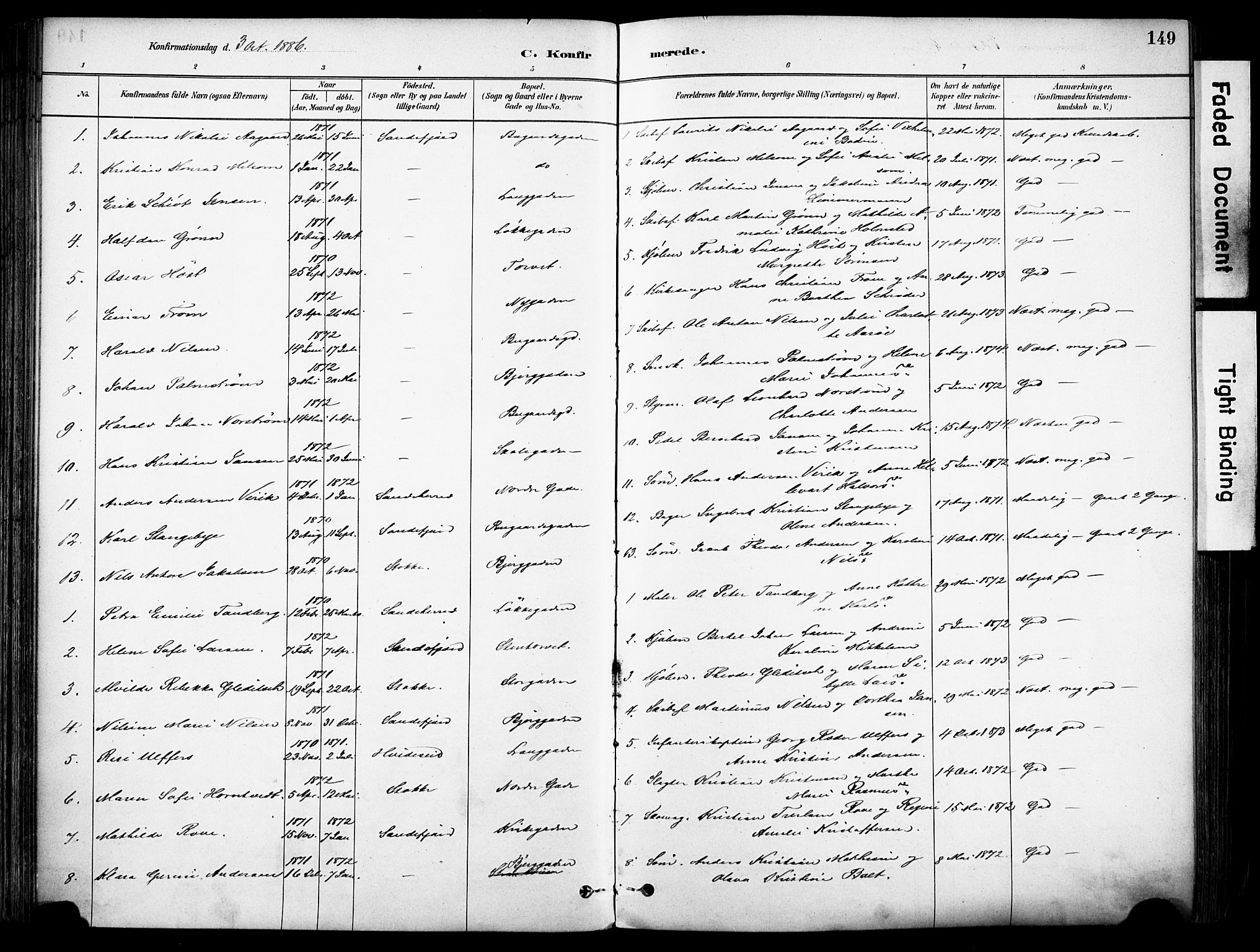 Sandefjord kirkebøker, AV/SAKO-A-315/F/Fa/L0002: Parish register (official) no. 2, 1880-1894, p. 149