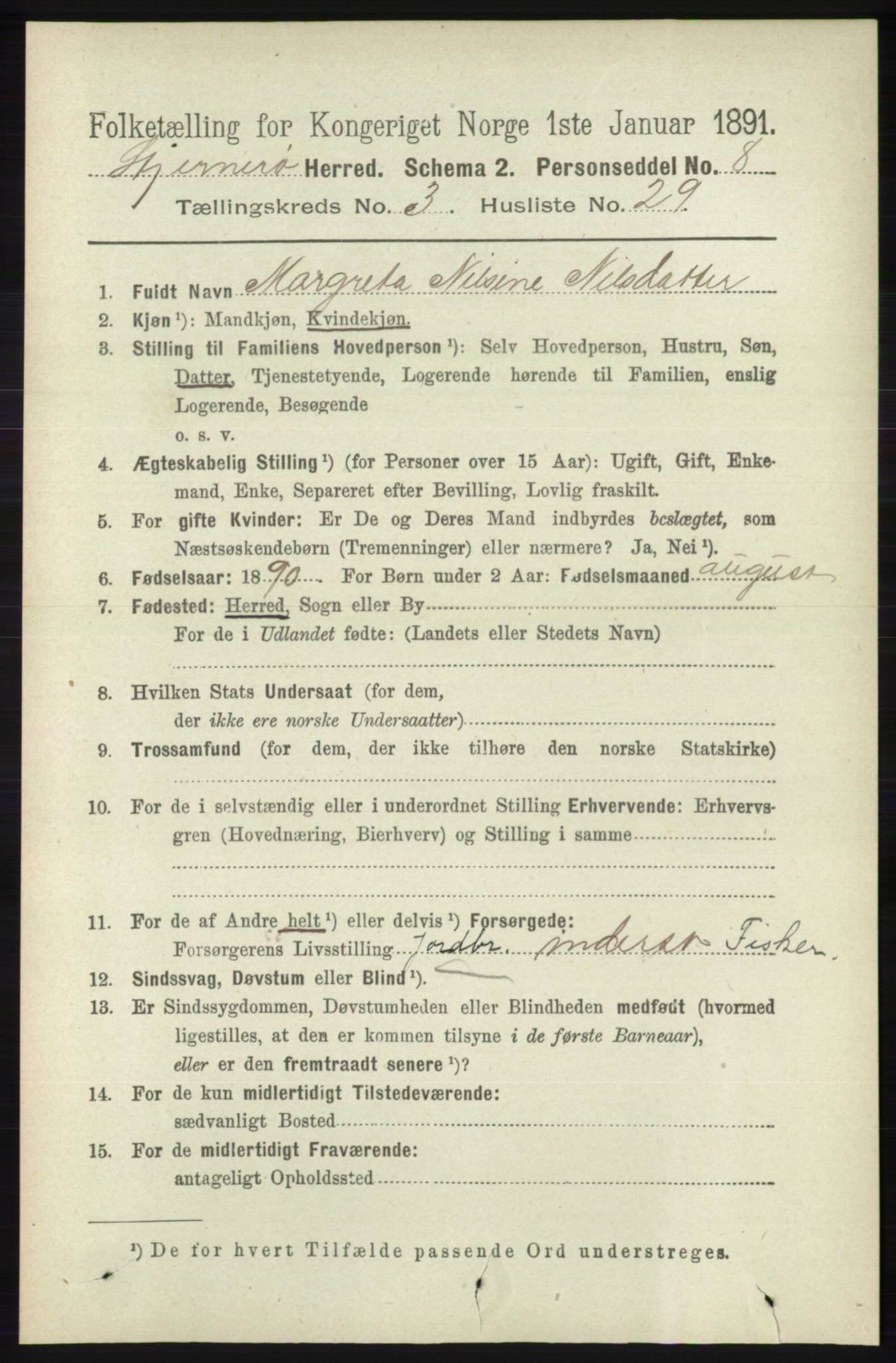 RA, 1891 census for 1140 Sjernarøy, 1891, p. 540