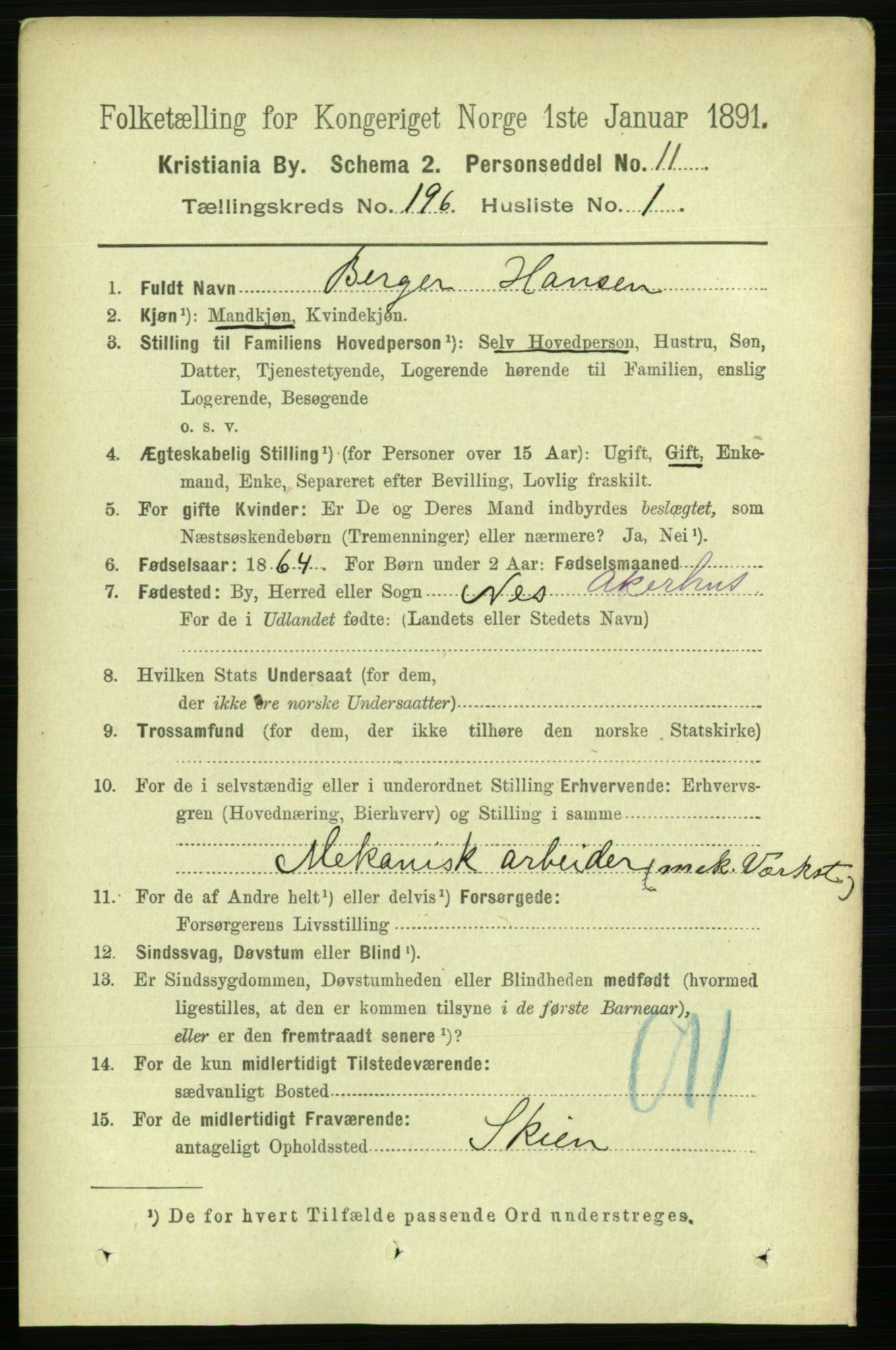 RA, 1891 census for 0301 Kristiania, 1891, p. 118103