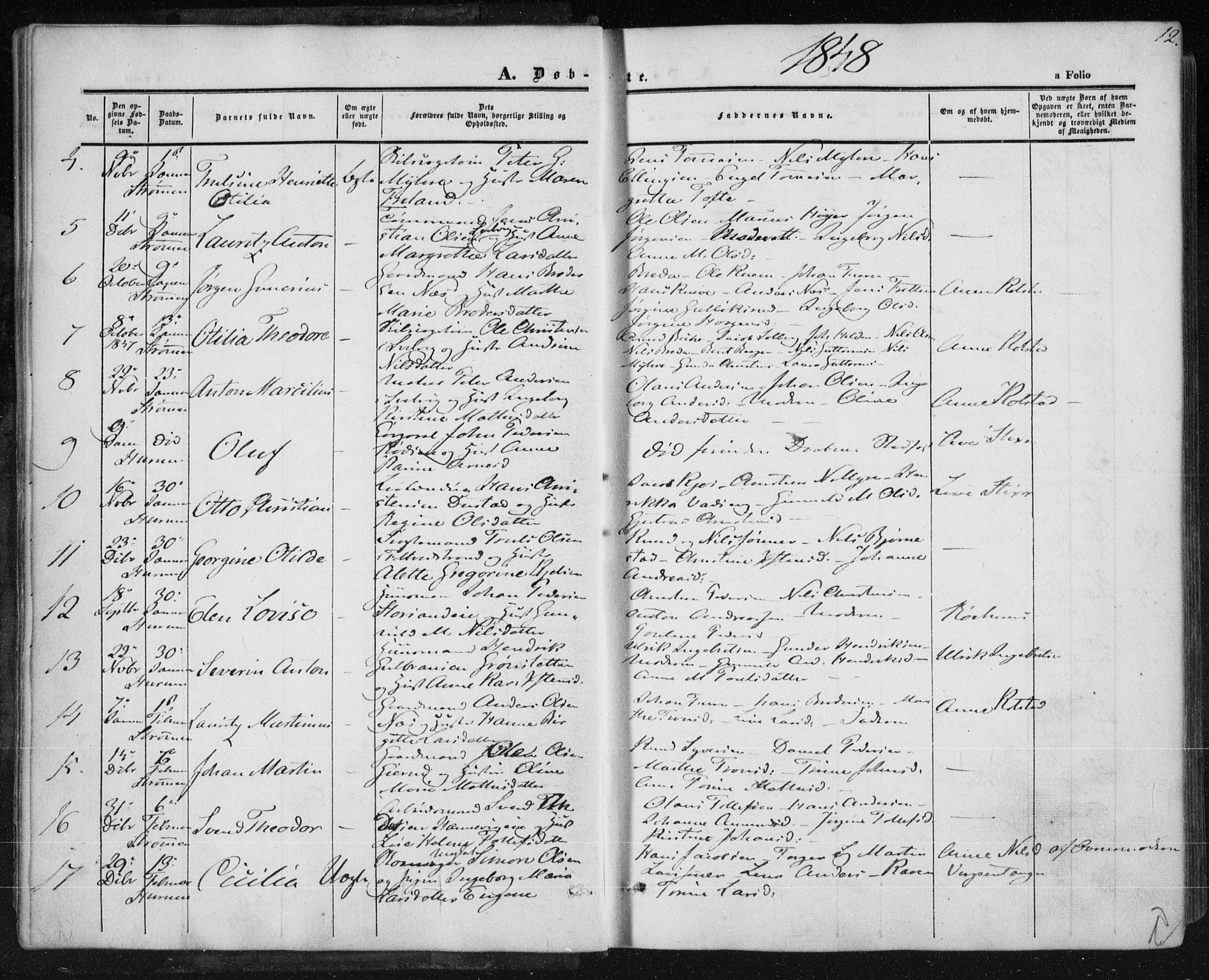 Hurum kirkebøker, SAKO/A-229/F/Fa/L0011: Parish register (official) no. 11, 1847-1860, p. 12