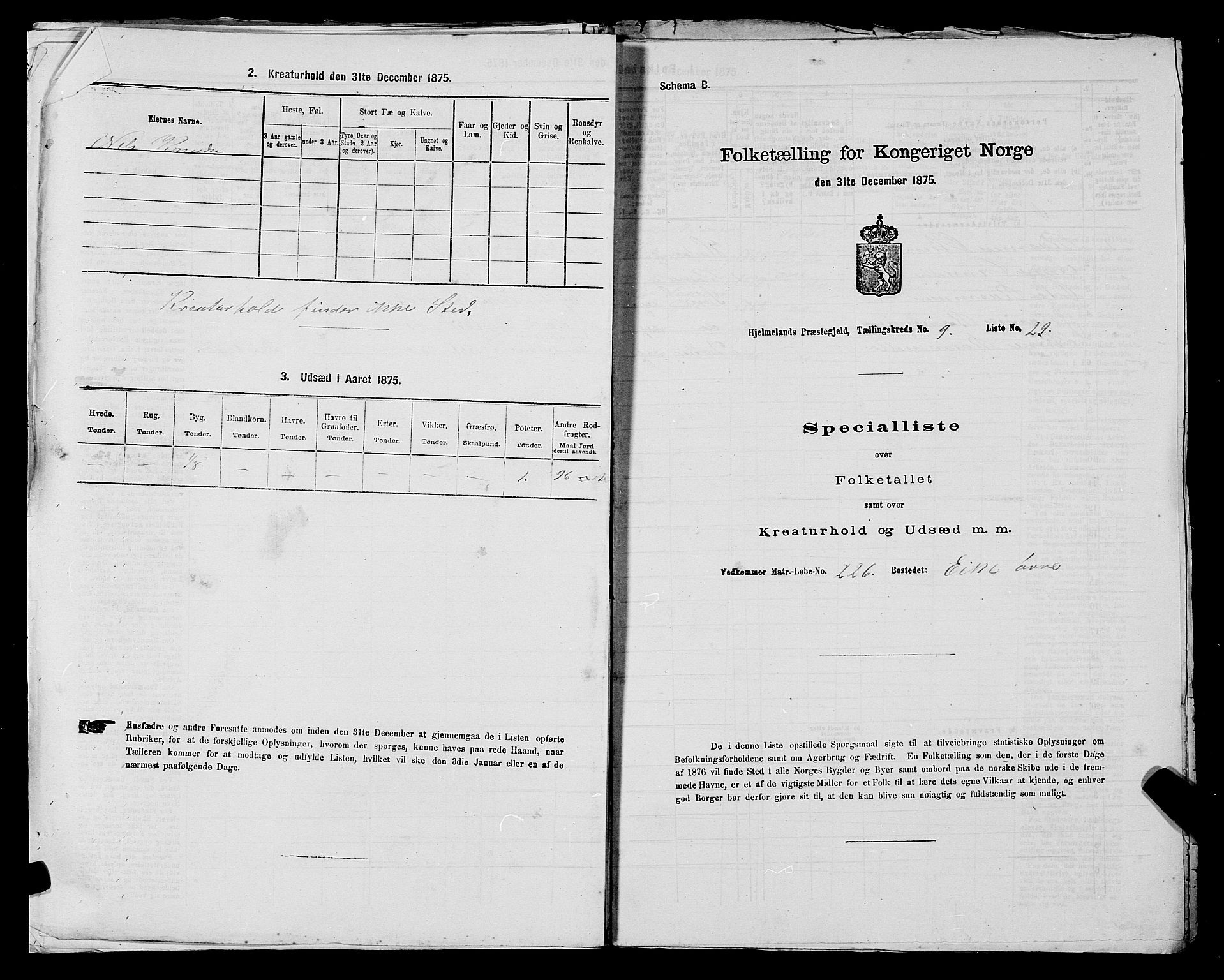 SAST, 1875 census for 1133P Hjelmeland, 1875, p. 1203