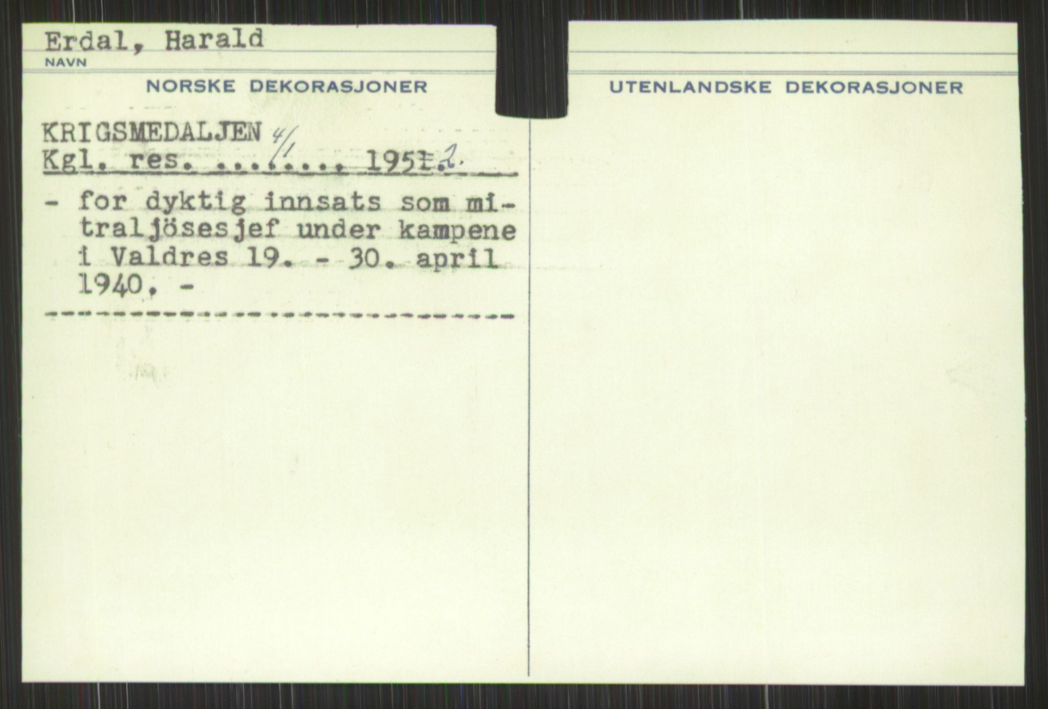 Forsvaret, Krigsdekorasjonskanselliet, AV/RA-RAFA-5156/G/Gd/L0001: Diverse registre, 1944-1956, p. 647