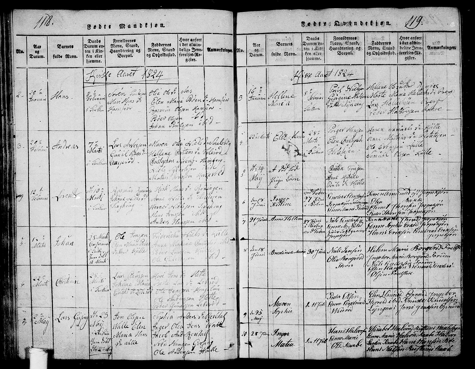 Ramnes kirkebøker, AV/SAKO-A-314/G/Ga/L0001: Parish register (copy) no. I 1, 1813-1847, p. 118-119