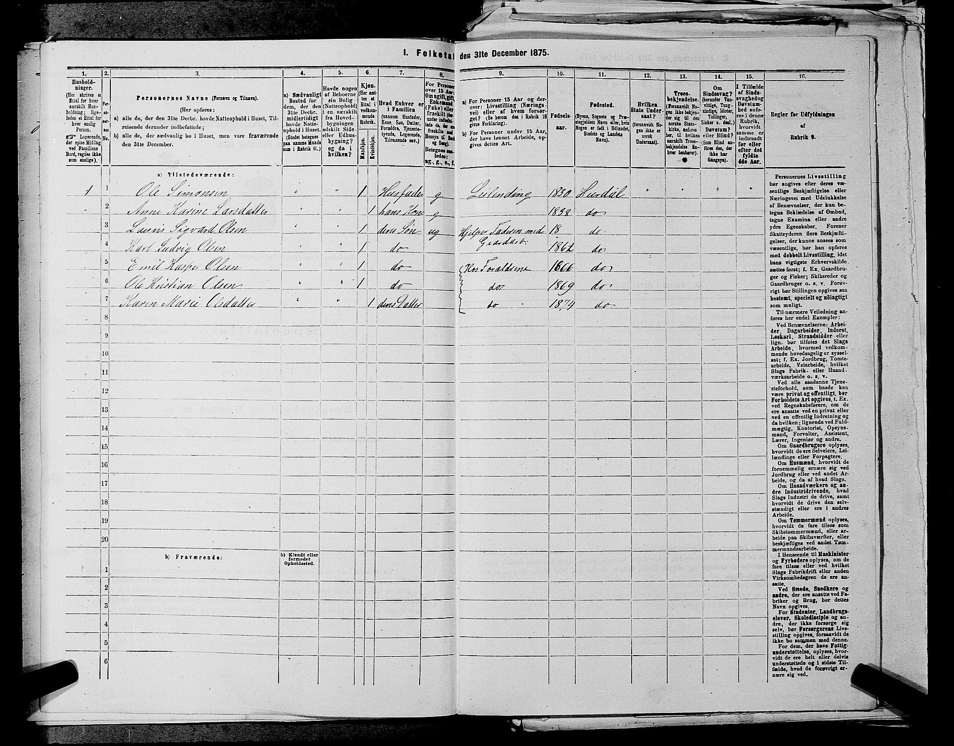 RA, 1875 census for 0239P Hurdal, 1875, p. 716