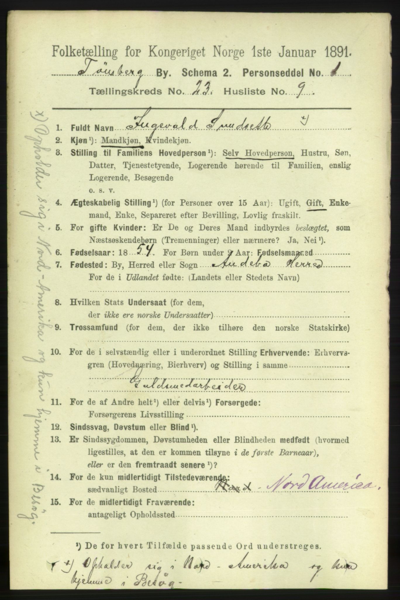 RA, 1891 census for 0705 Tønsberg, 1891, p. 6197