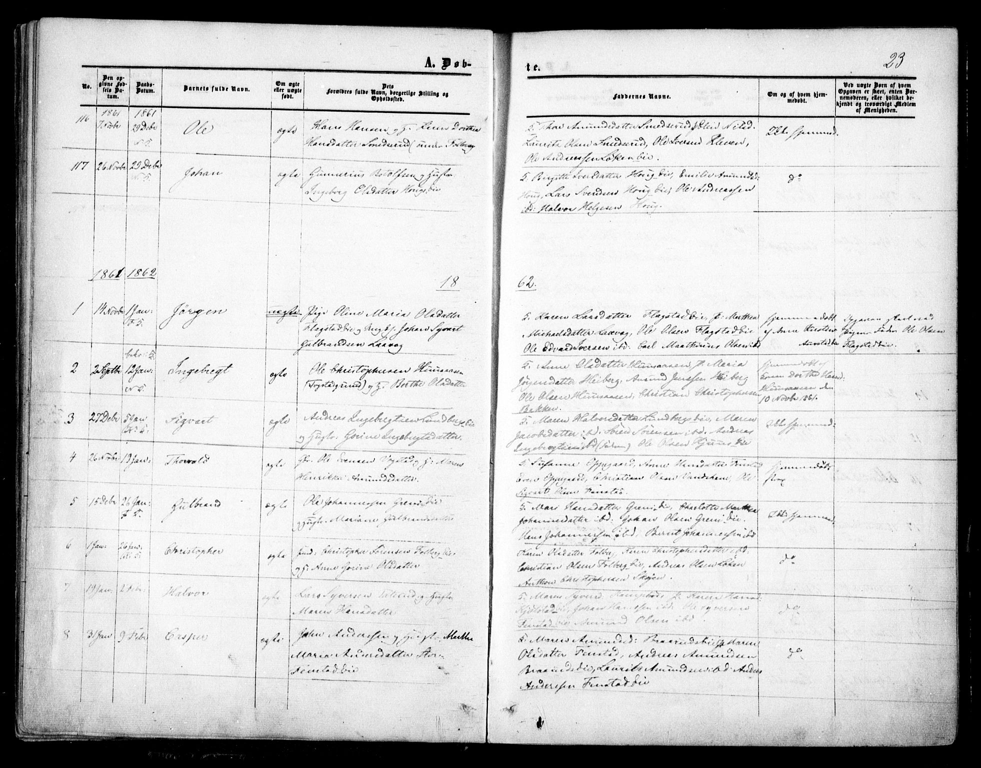 Nes prestekontor Kirkebøker, SAO/A-10410/F/Fa/L0008: Parish register (official) no. I 8, 1859-1874, p. 23