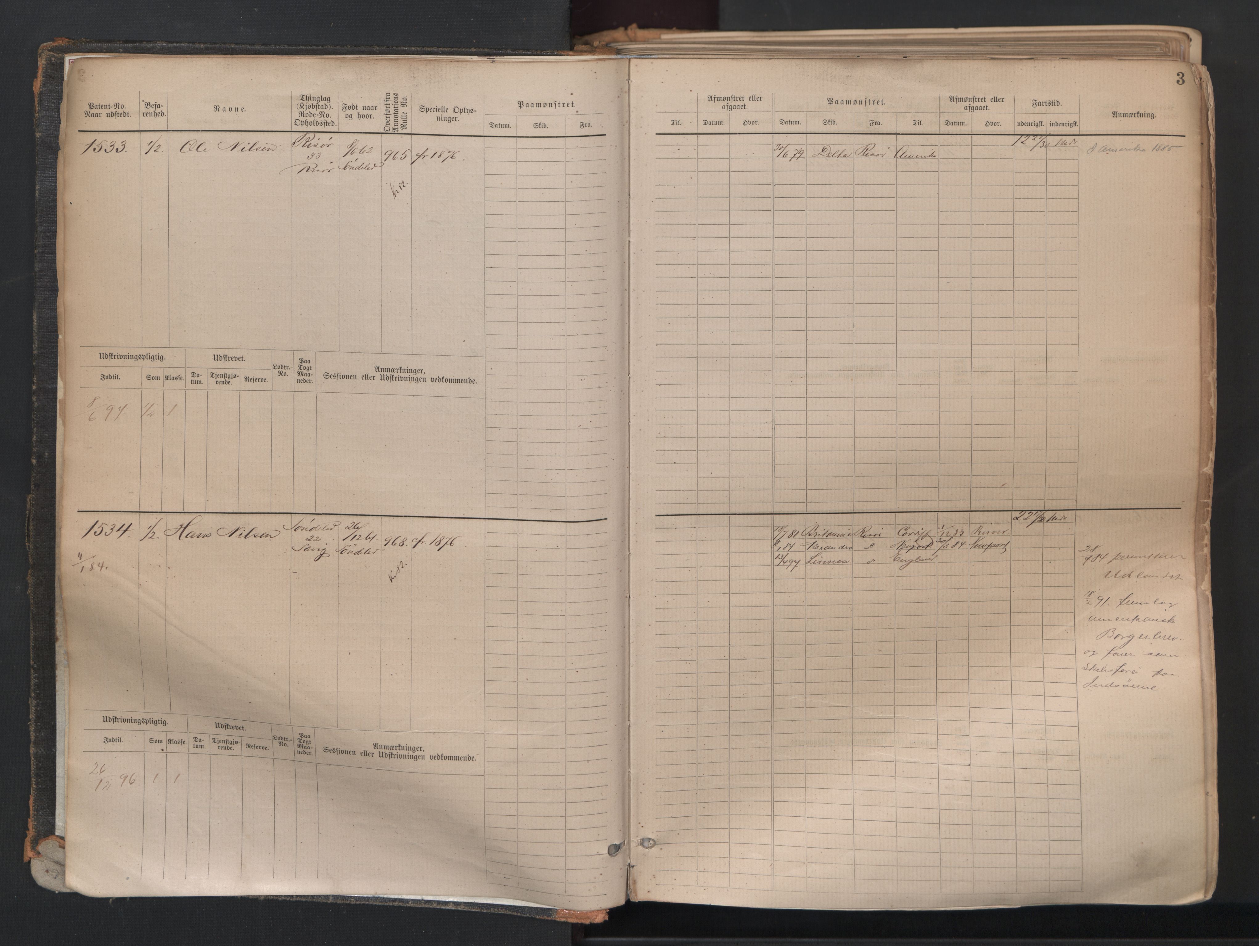 Risør mønstringskrets, SAK/2031-0010/F/Fb/L0004: Hovedrulle A nr 1529-2484, Q-4, 1880-1948, p. 6