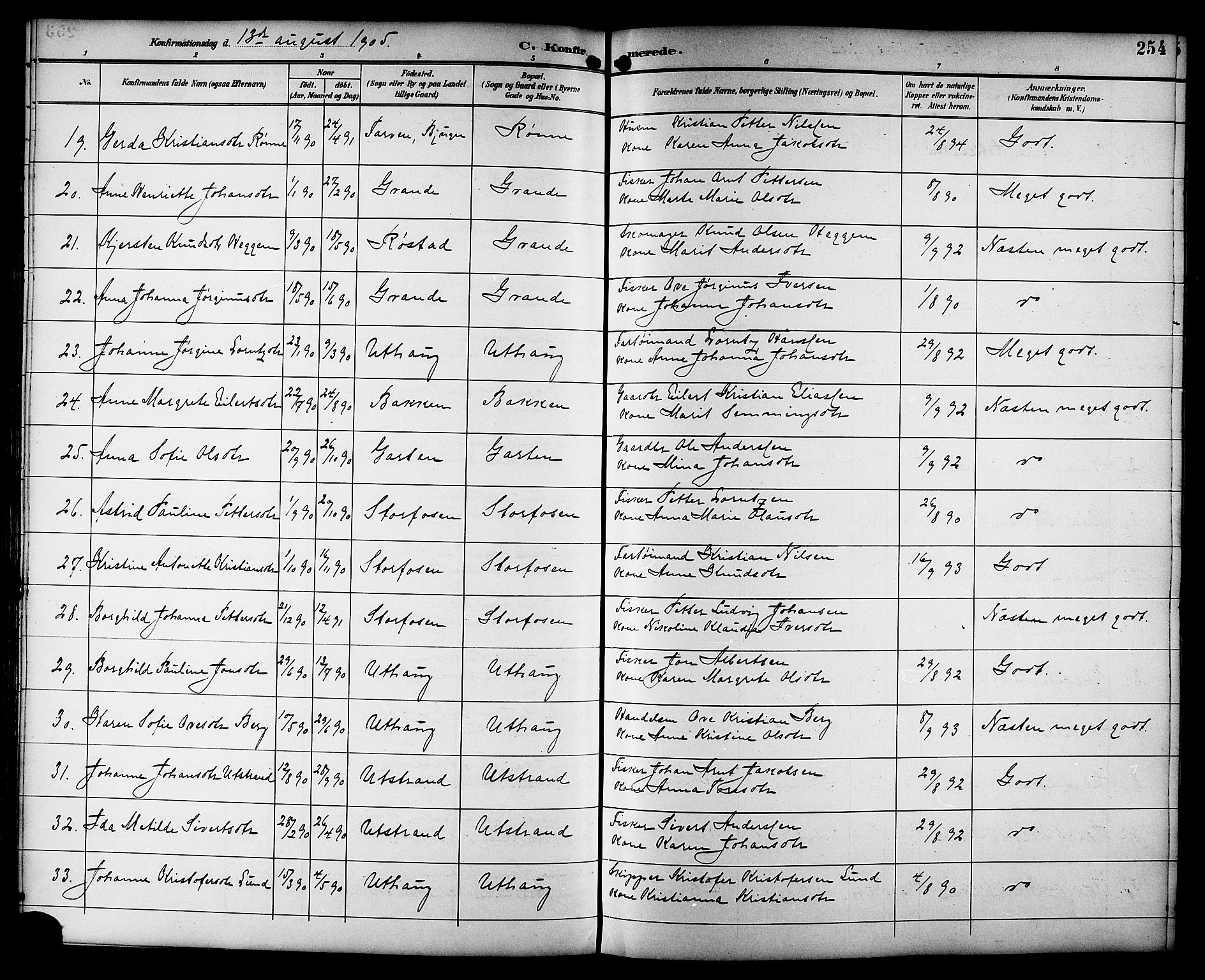 Ministerialprotokoller, klokkerbøker og fødselsregistre - Sør-Trøndelag, SAT/A-1456/659/L0746: Parish register (copy) no. 659C03, 1893-1912, p. 254