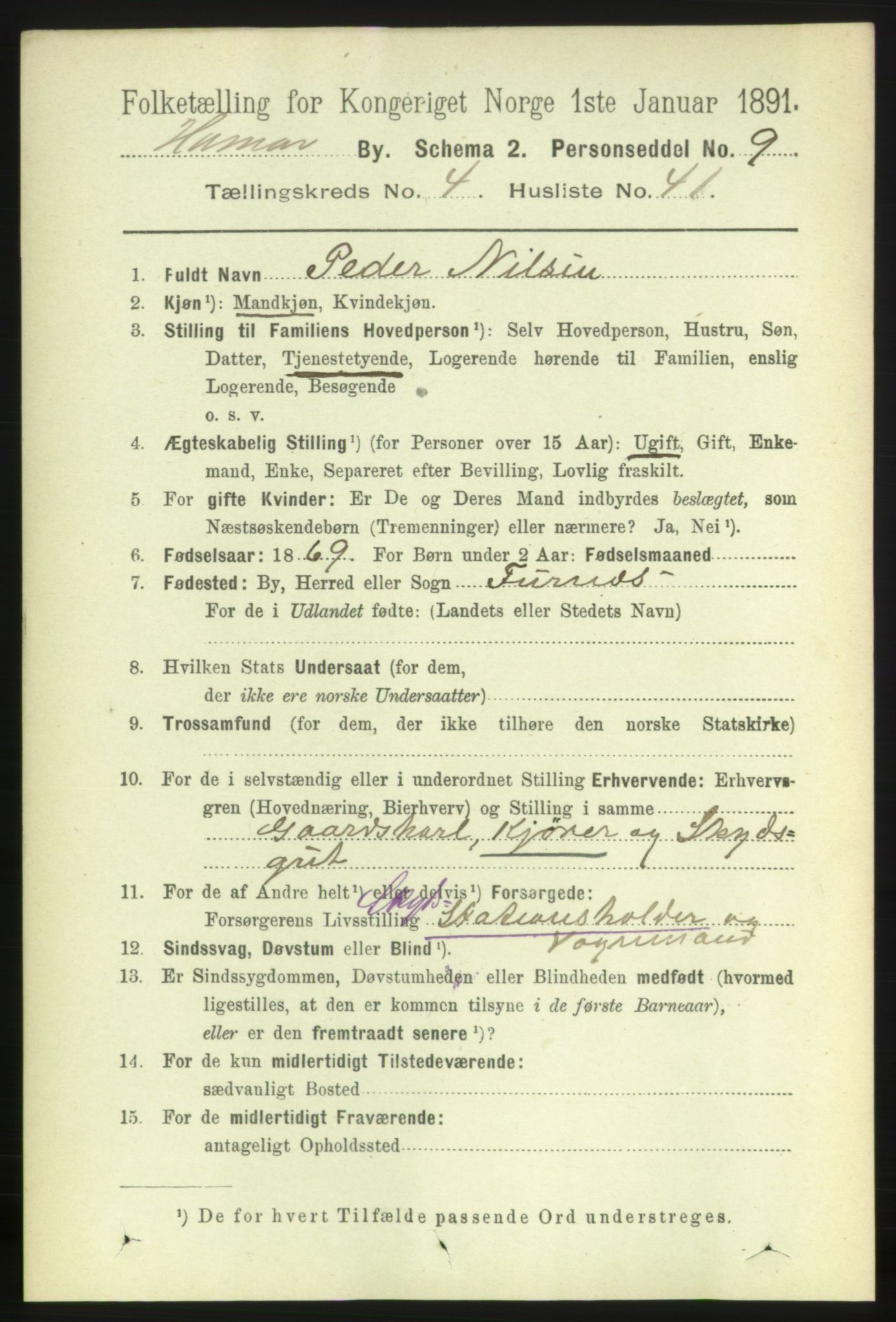 RA, 1891 census for 0401 Hamar, 1891, p. 3591