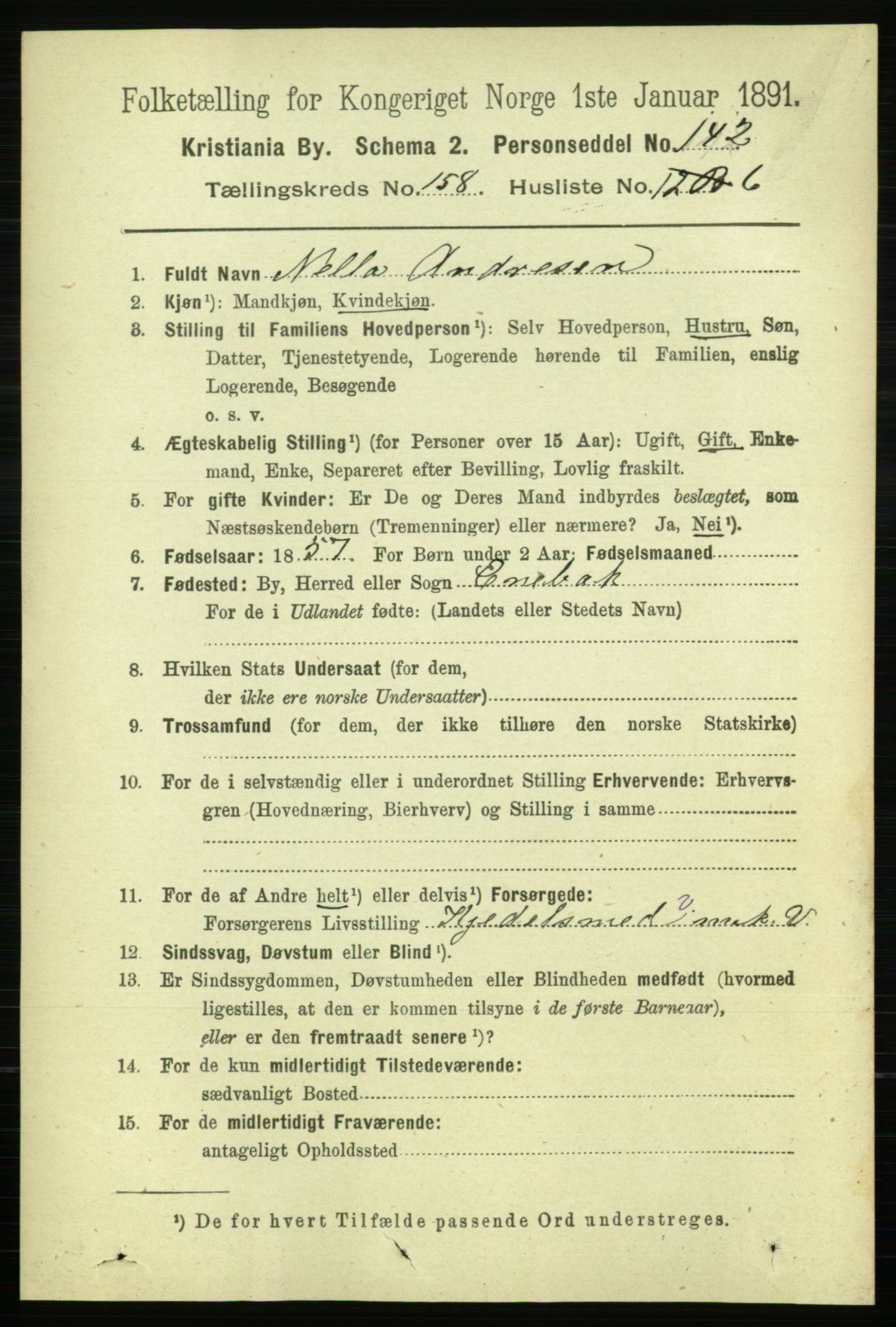 RA, 1891 census for 0301 Kristiania, 1891, p. 89852