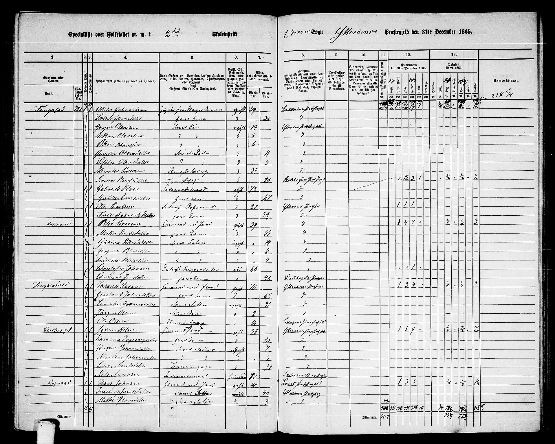 RA, 1865 census for Ytterøy, 1865, p. 157