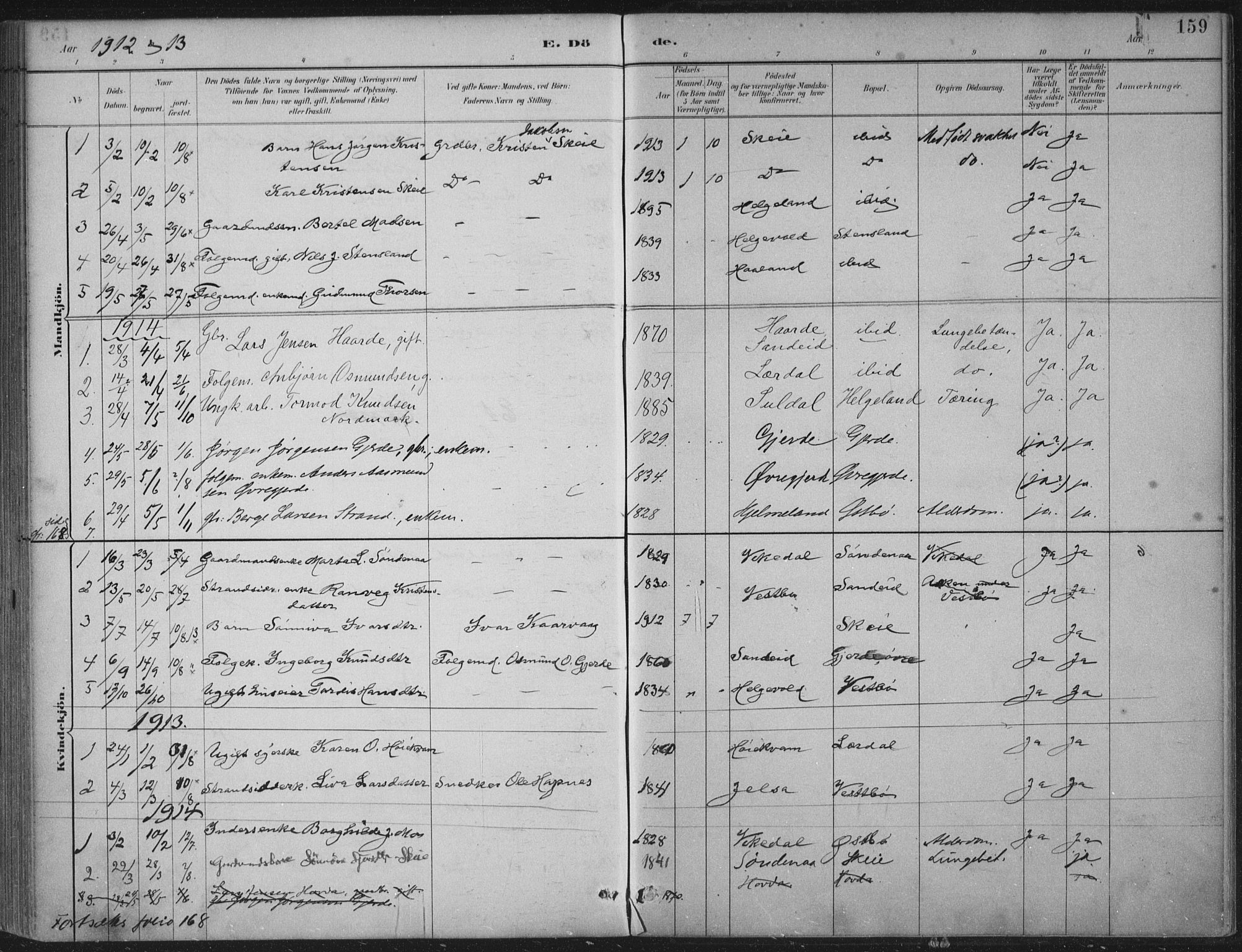 Vikedal sokneprestkontor, AV/SAST-A-101840/01/IV: Parish register (official) no. A 11, 1884-1933, p. 159