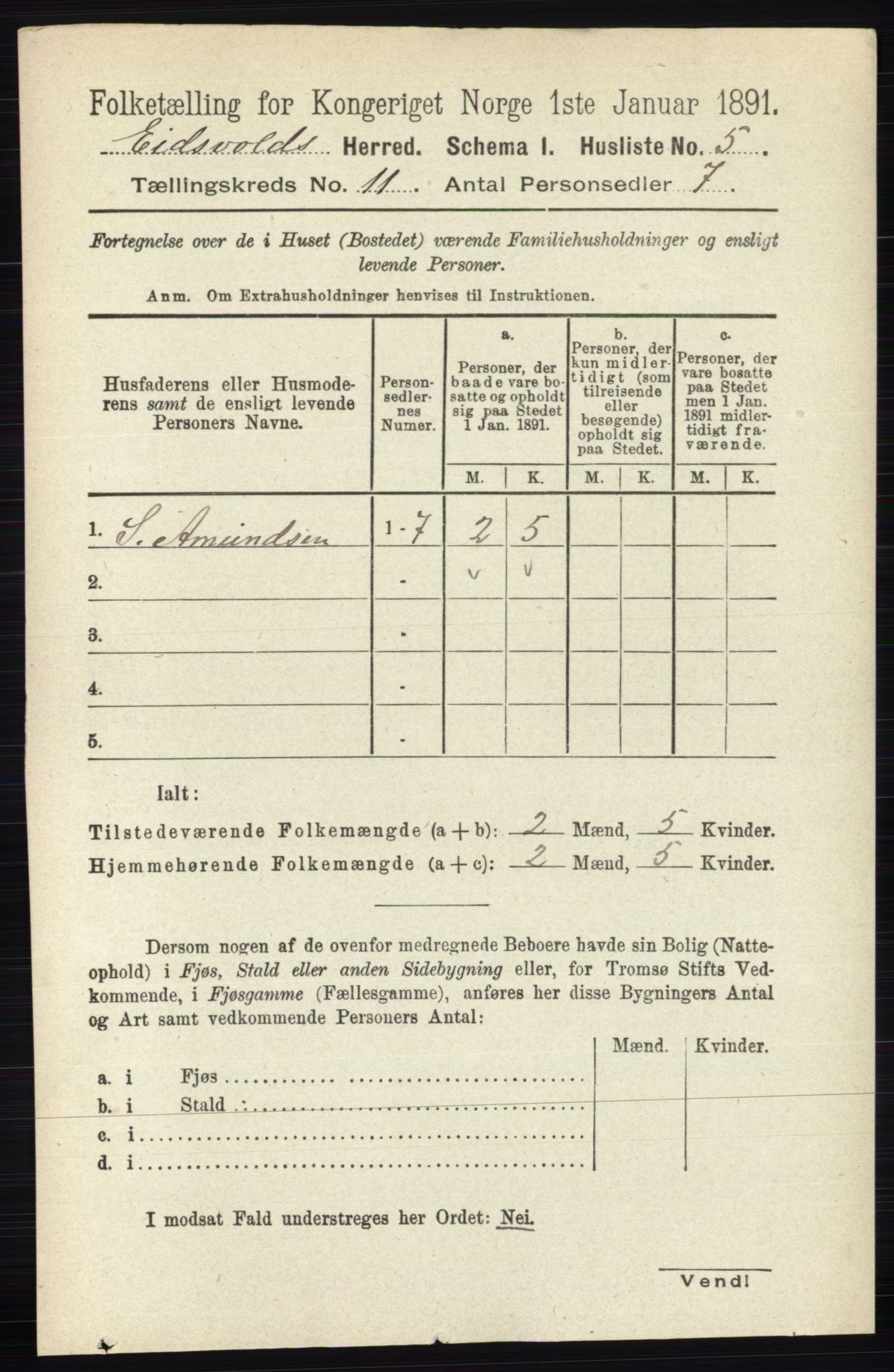 RA, 1891 census for 0237 Eidsvoll, 1891, p. 7581